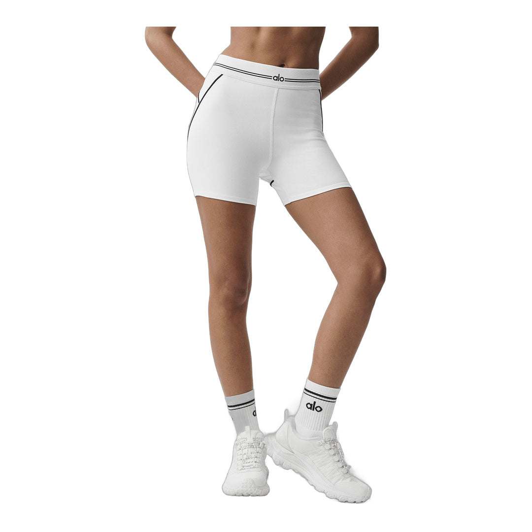 alo 4" Airbrush High-Waist Heart Throb Short - White/Black