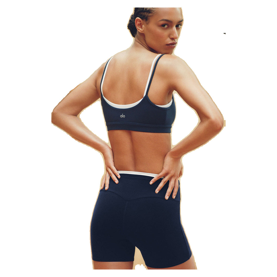 ALO 5" Airbrush Double Up Short - Navy/White