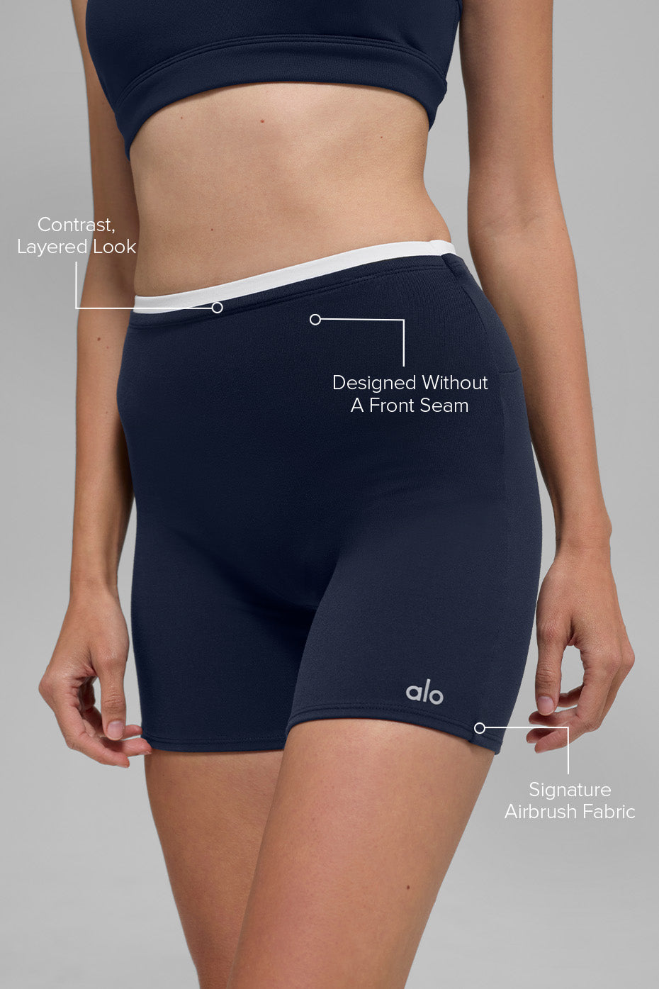 alo 5" Airbrush Double Up Short - Navy/White