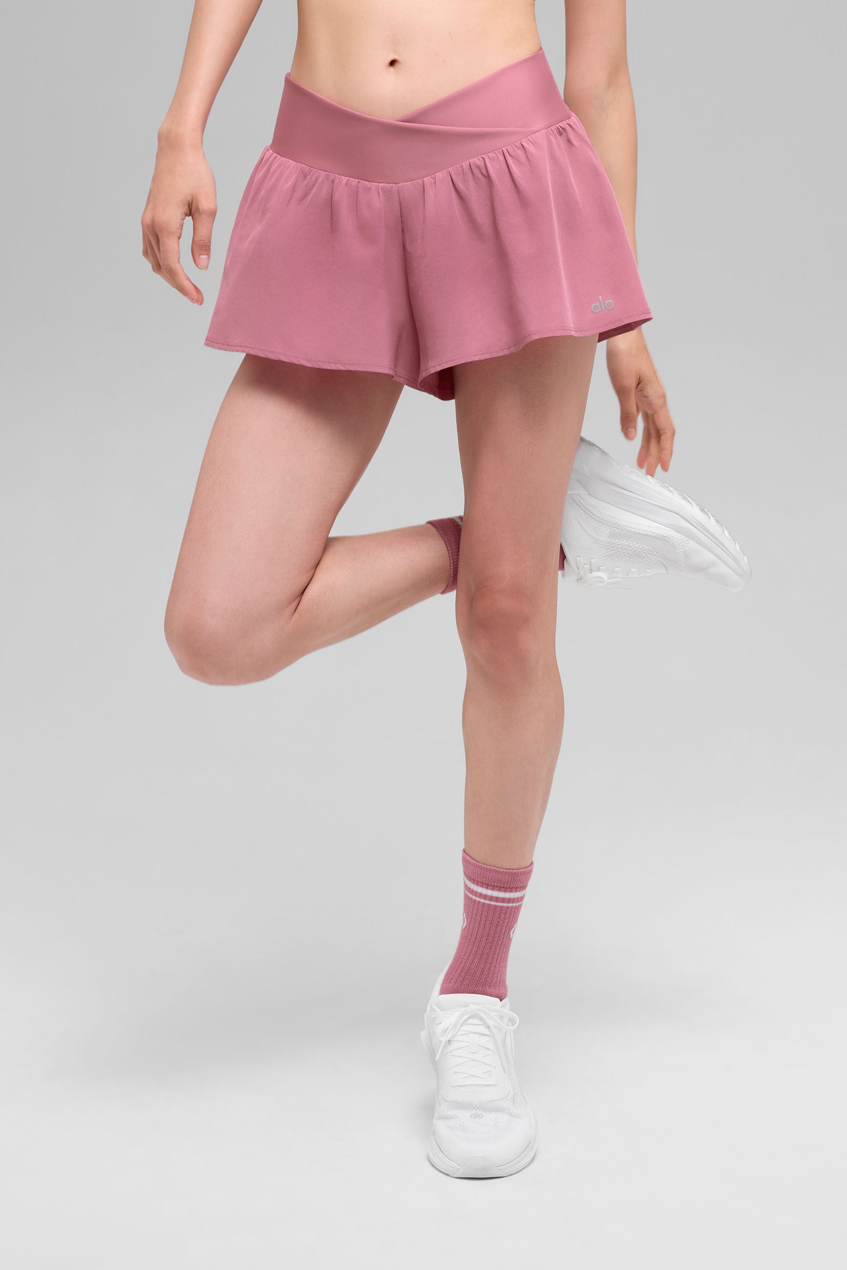 alo V-Cute Running Short - Pink Wild Rose