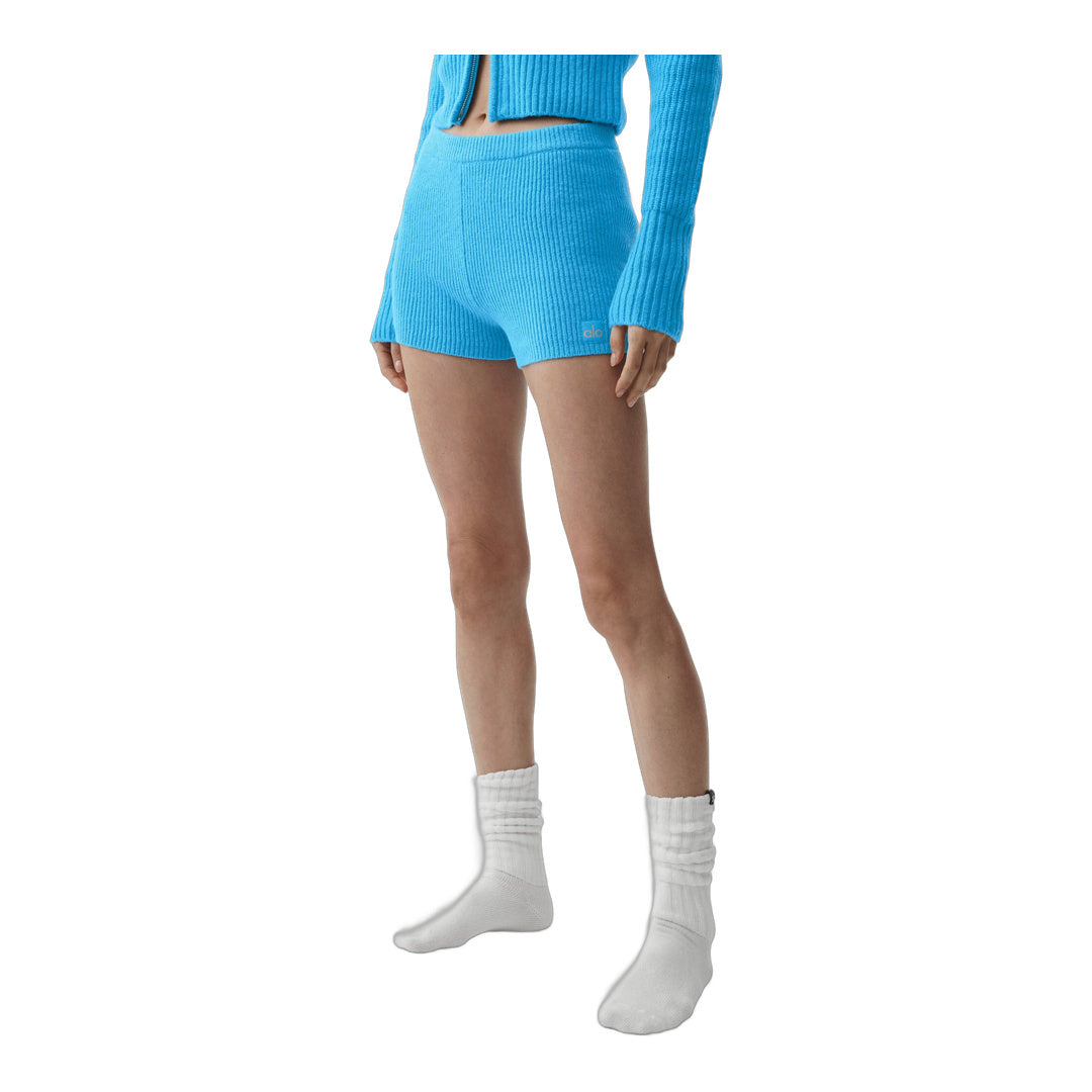 alo Wool Cashmere Ribbed Noble Short - Azure Blue