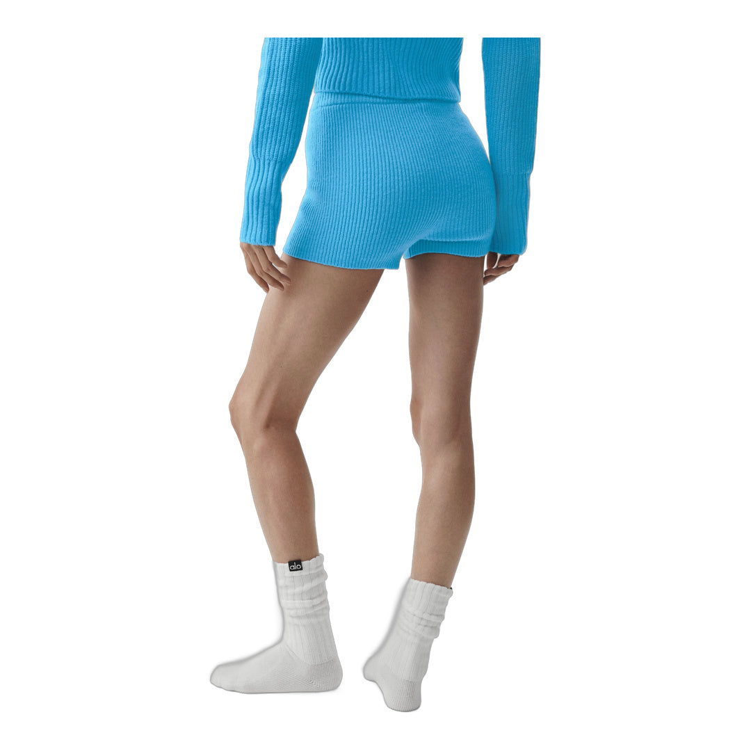 alo Wool Cashmere Ribbed Noble Short - Azure Blue