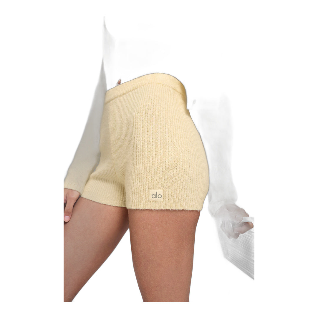 alo Wool Cashmere Ribbed Noble Short - Candlelight Yellow