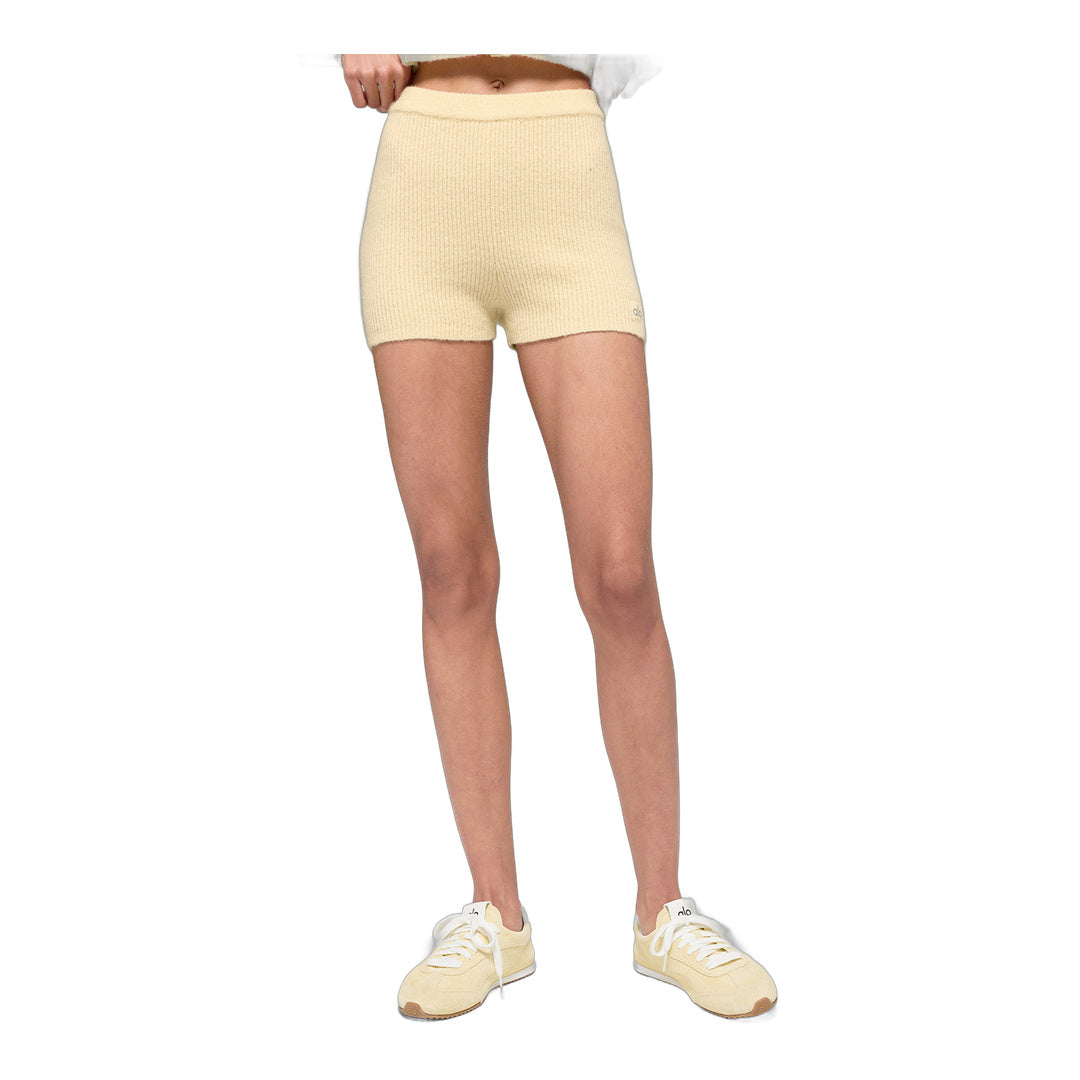 alo Wool Cashmere Ribbed Noble Short - Candlelight Yellow