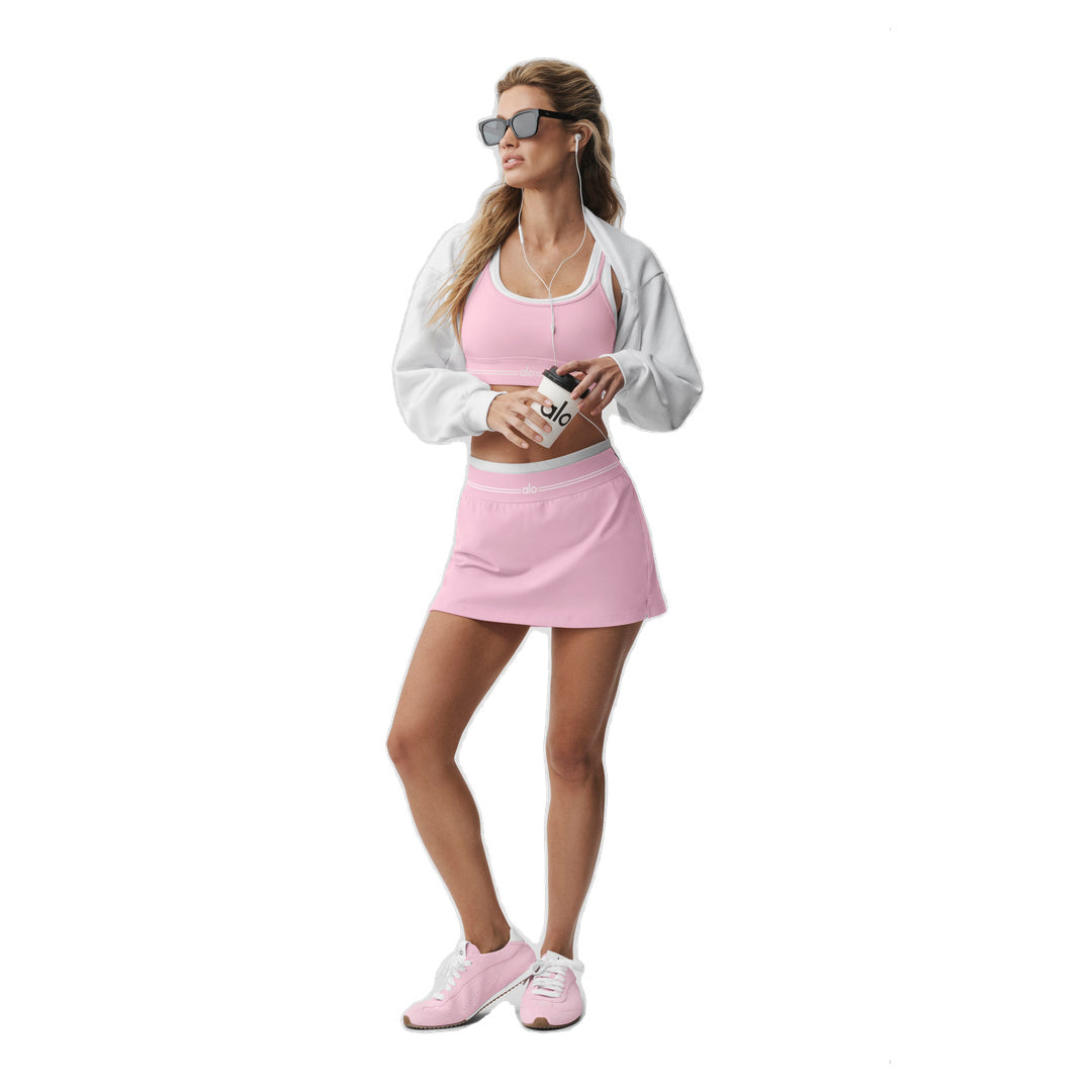 ALO Airbrush Better Together Tennis Skirt - Pink Marshmallow/White