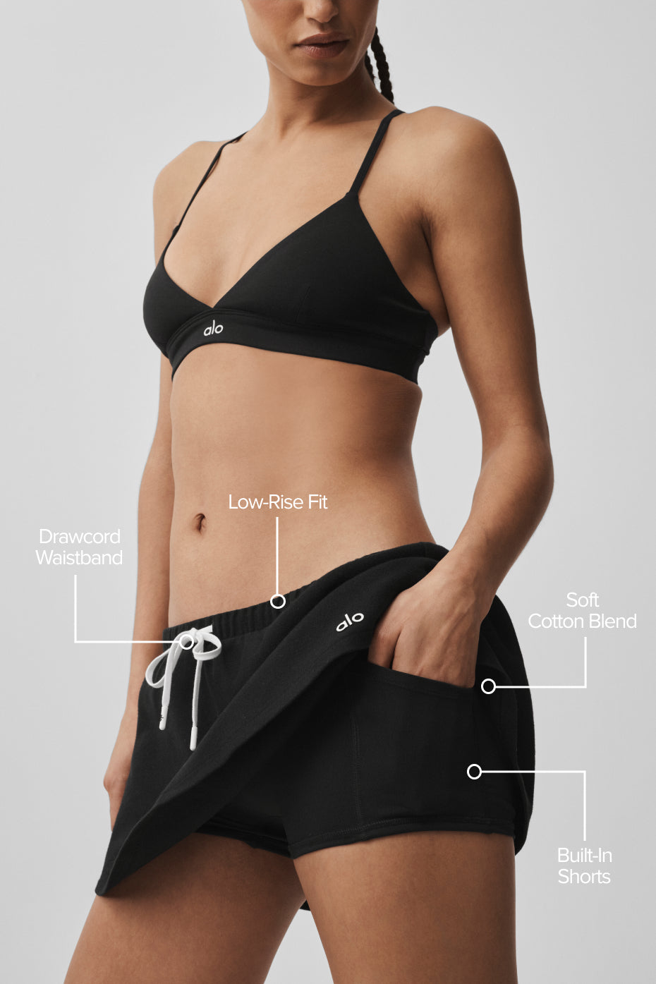 alo Low-Rise Fan Favorite Micro Skirt - Black