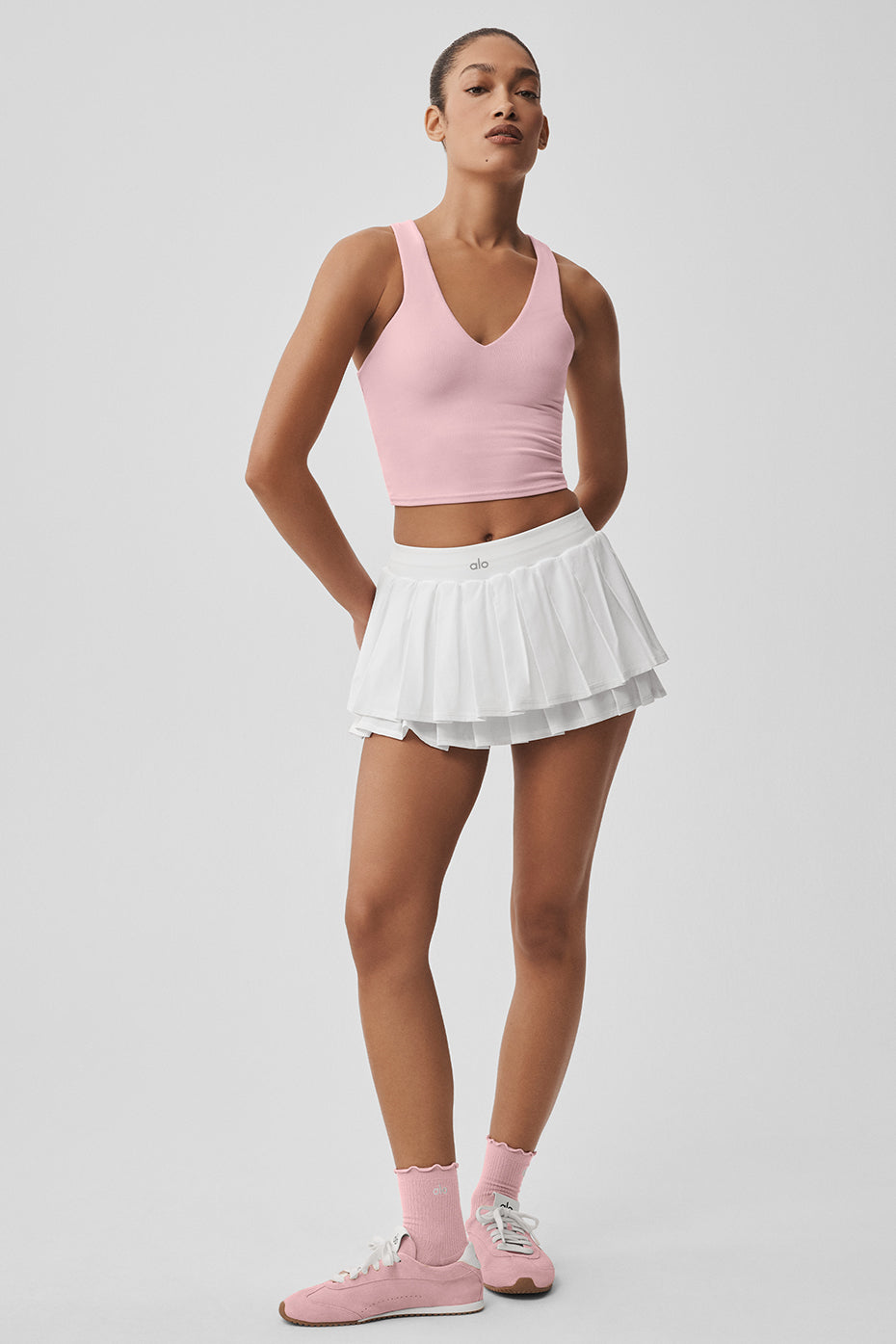 alo Double Or Nothing Tennis Skirt - White