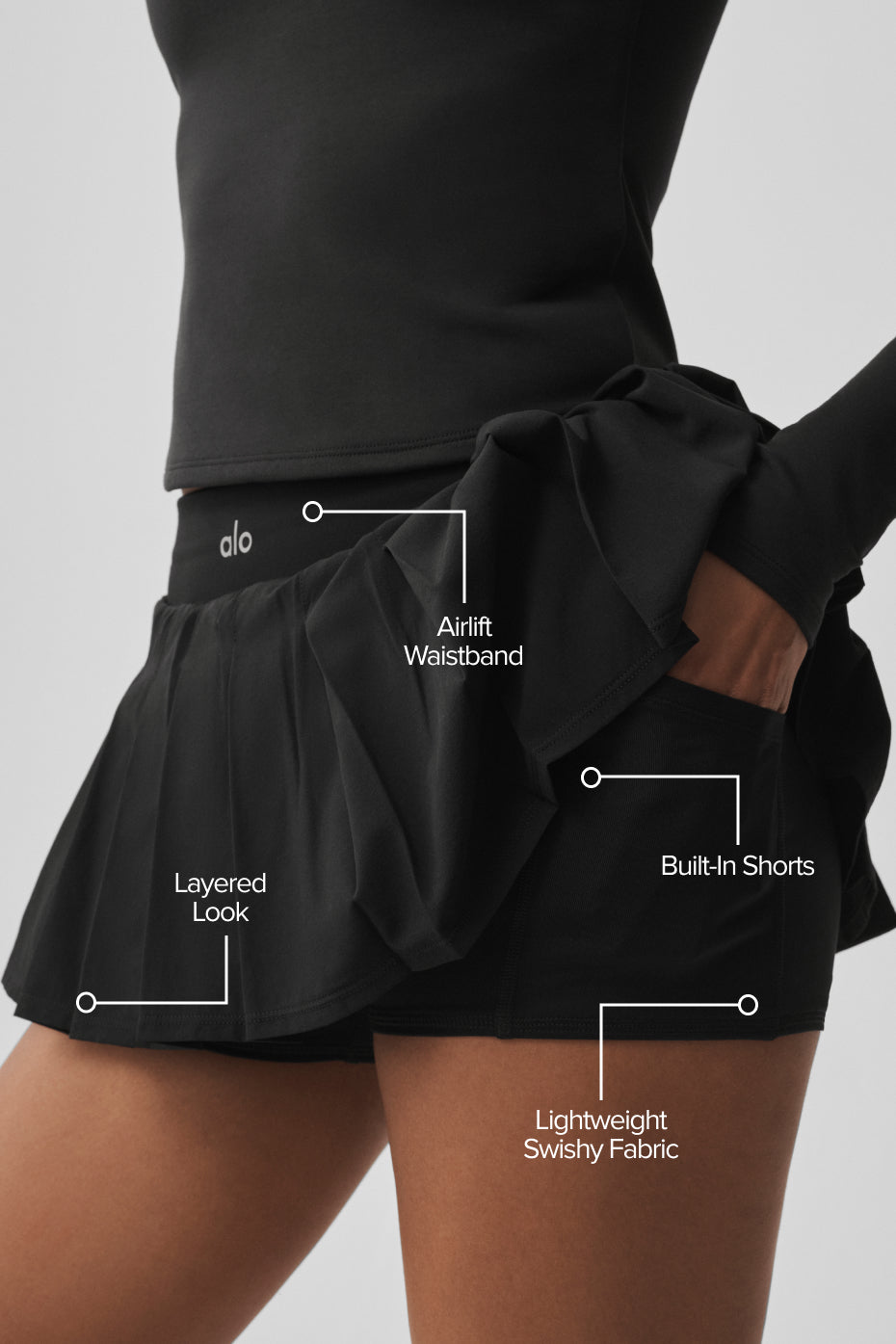 alo Double Or Nothing Tennis Skirt - Black