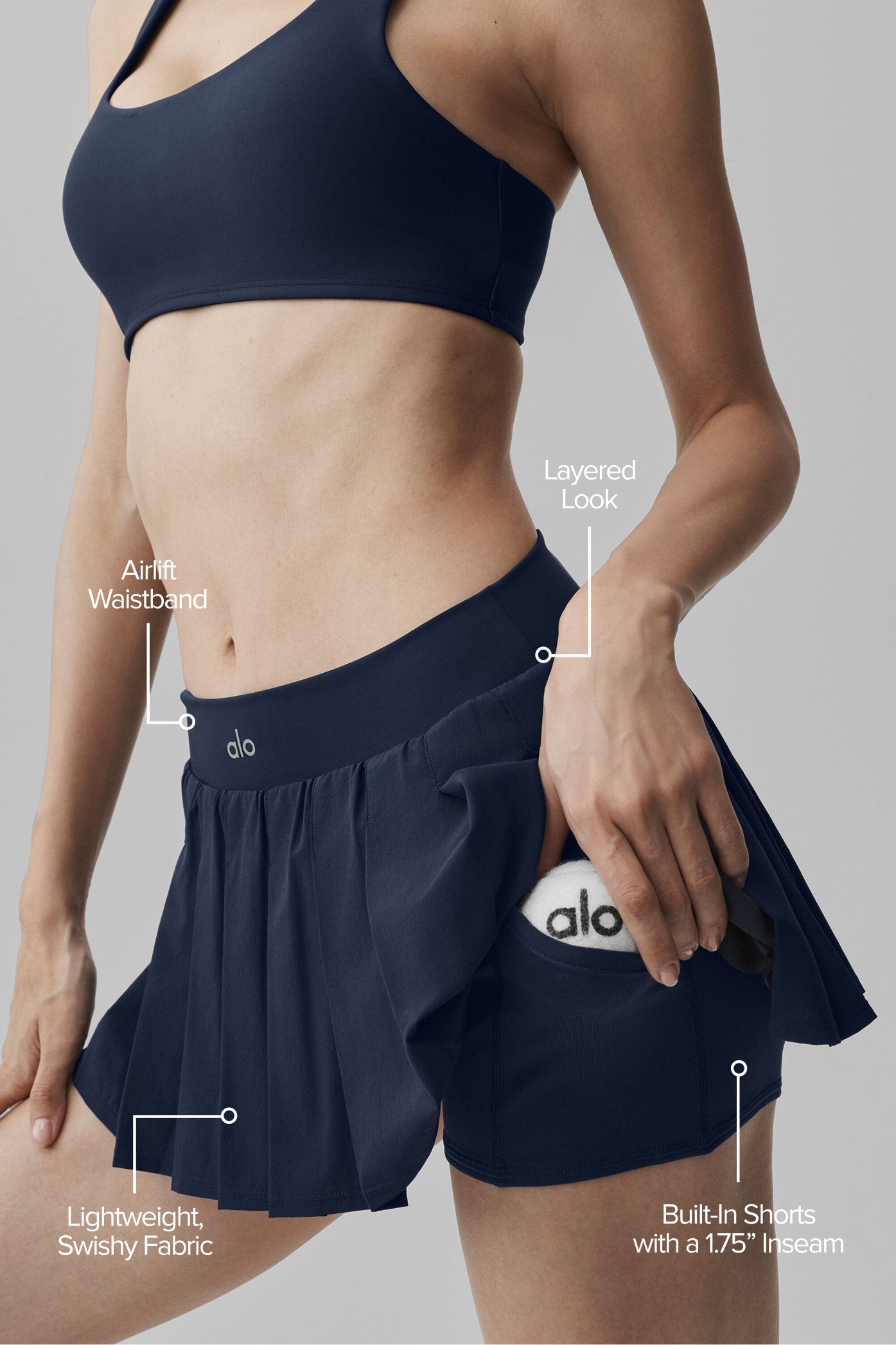 alo Double Or Nothing Tennis Skirt - Navy