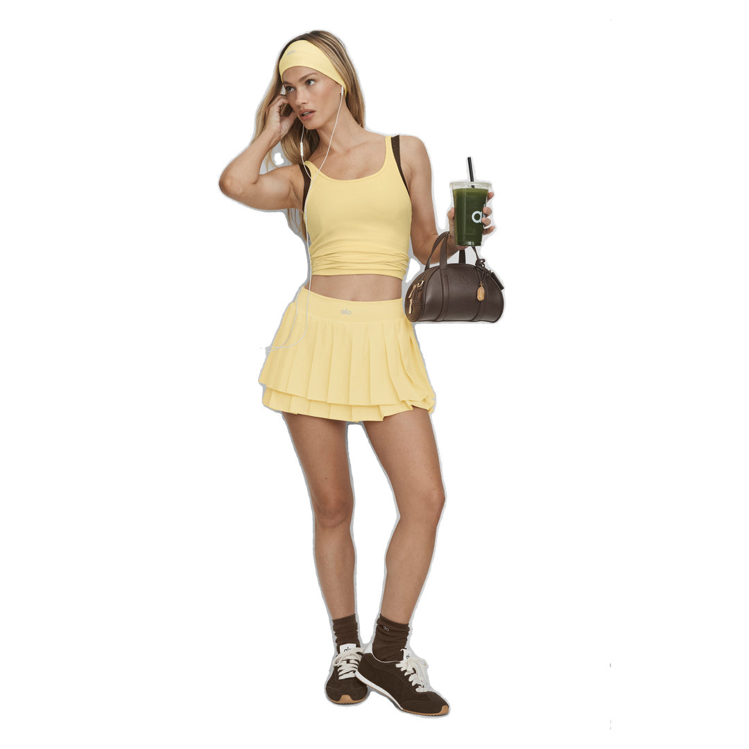 ALO Double Or Nothing Tennis Skirt - Warm Butter