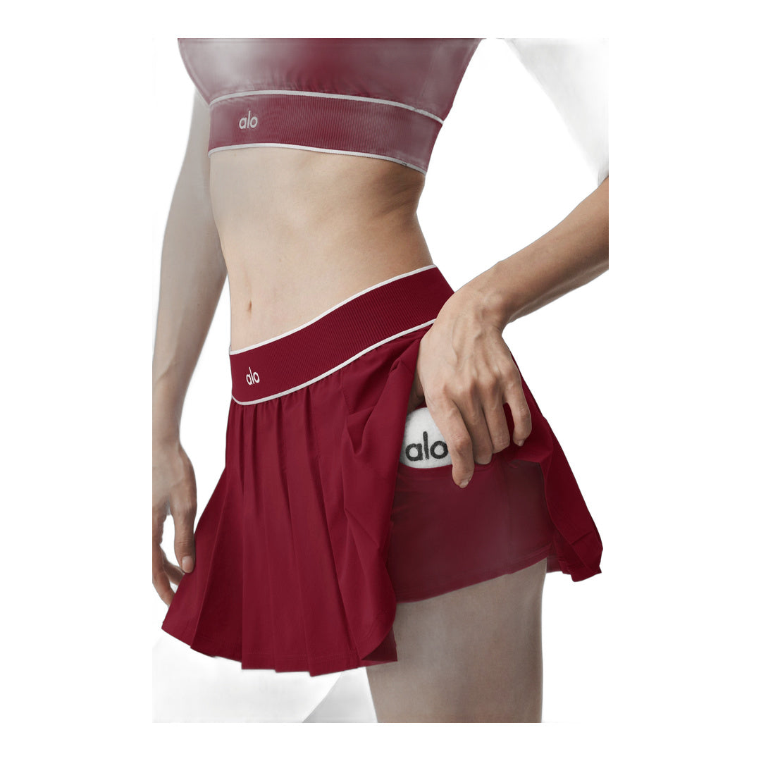 alo Low-Rise Amp It Up Tennis Skirt - Summer Romance Red