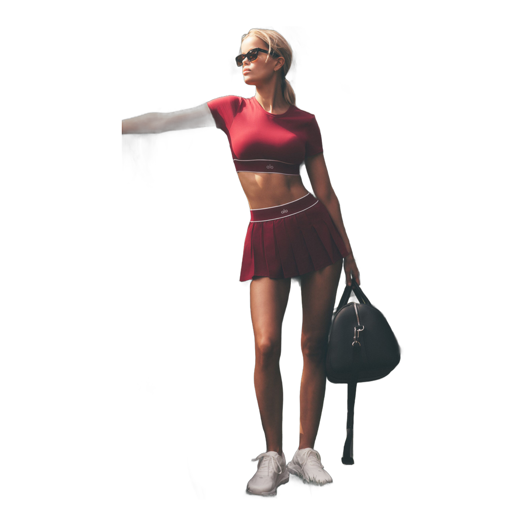 alo Low-Rise Amp It Up Tennis Skirt - Summer Romance Red