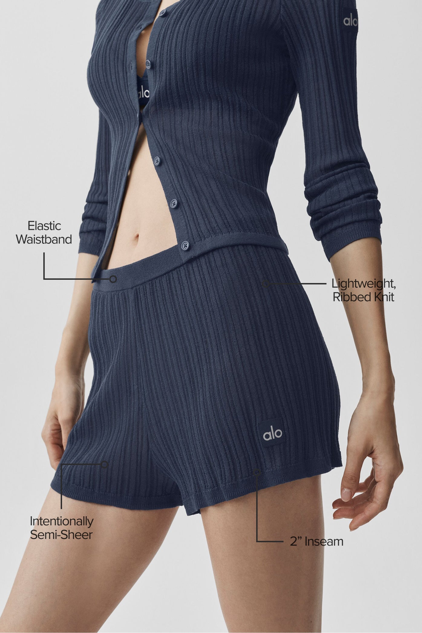 alo Sweater High-Waist Sunlit Short - Navy