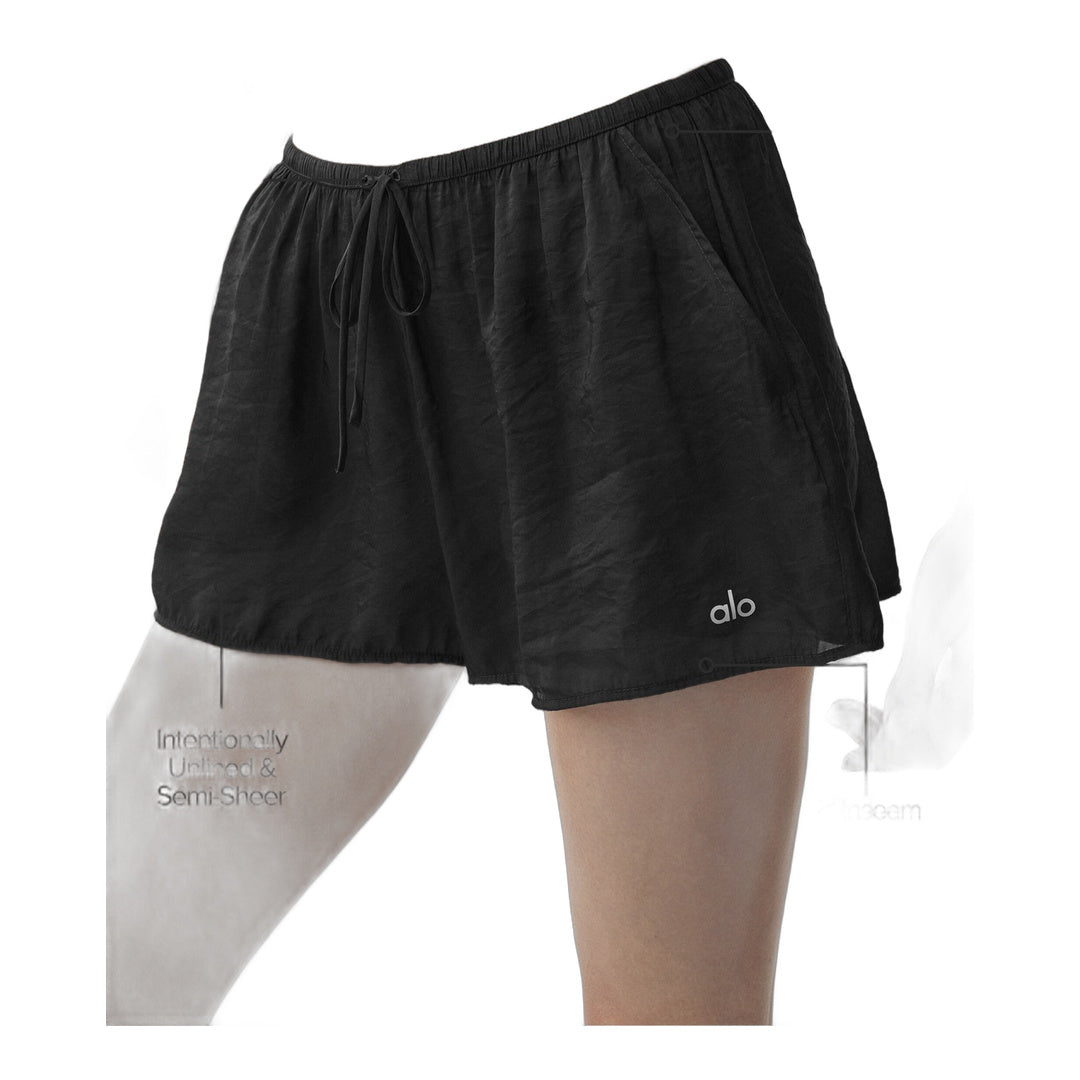alo Semi-Sheer Golden Hour Mid-Rise Short - Black