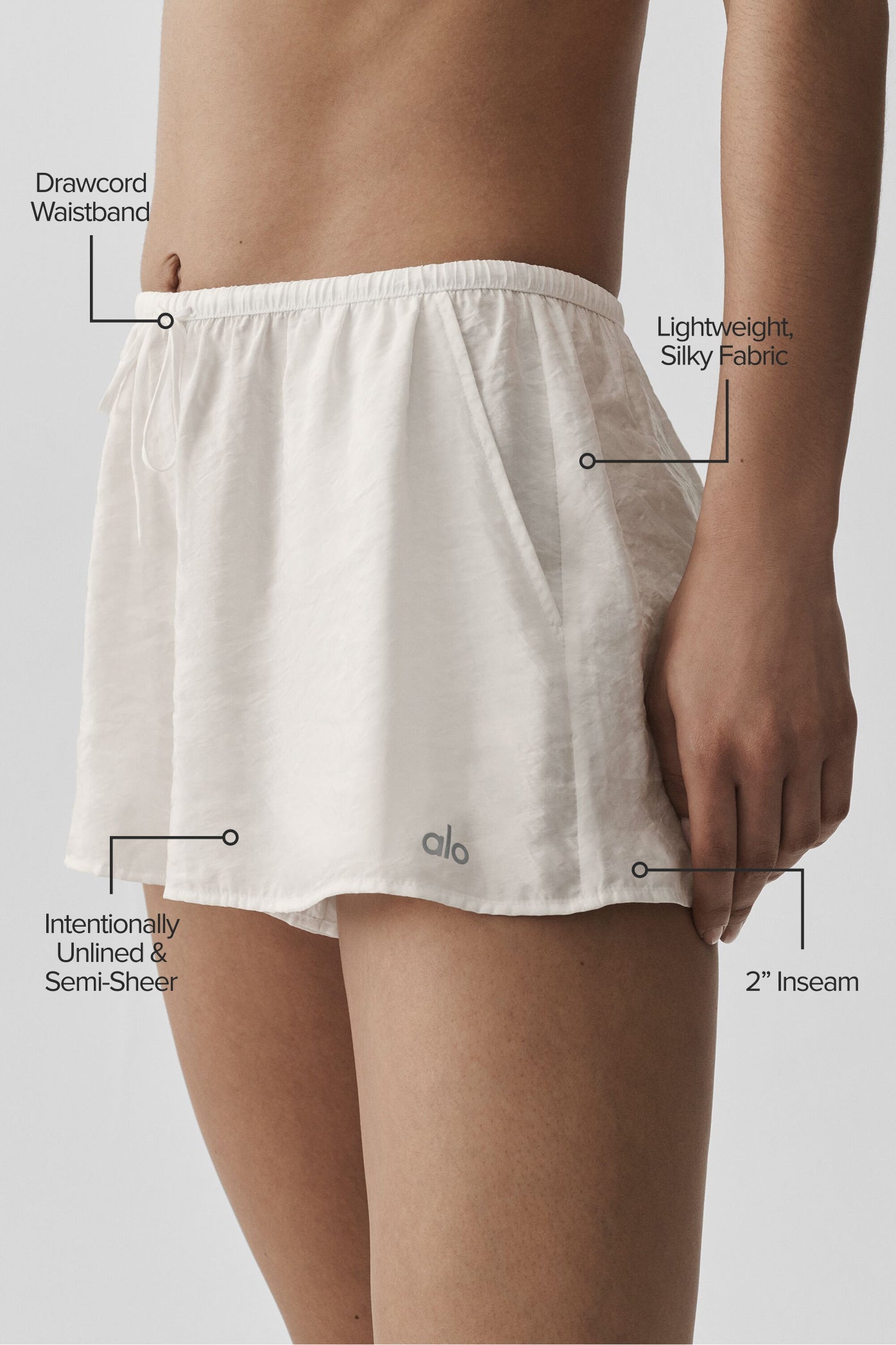 alo Semi-Sheer Golden Hour Mid-Rise Short - Ivory