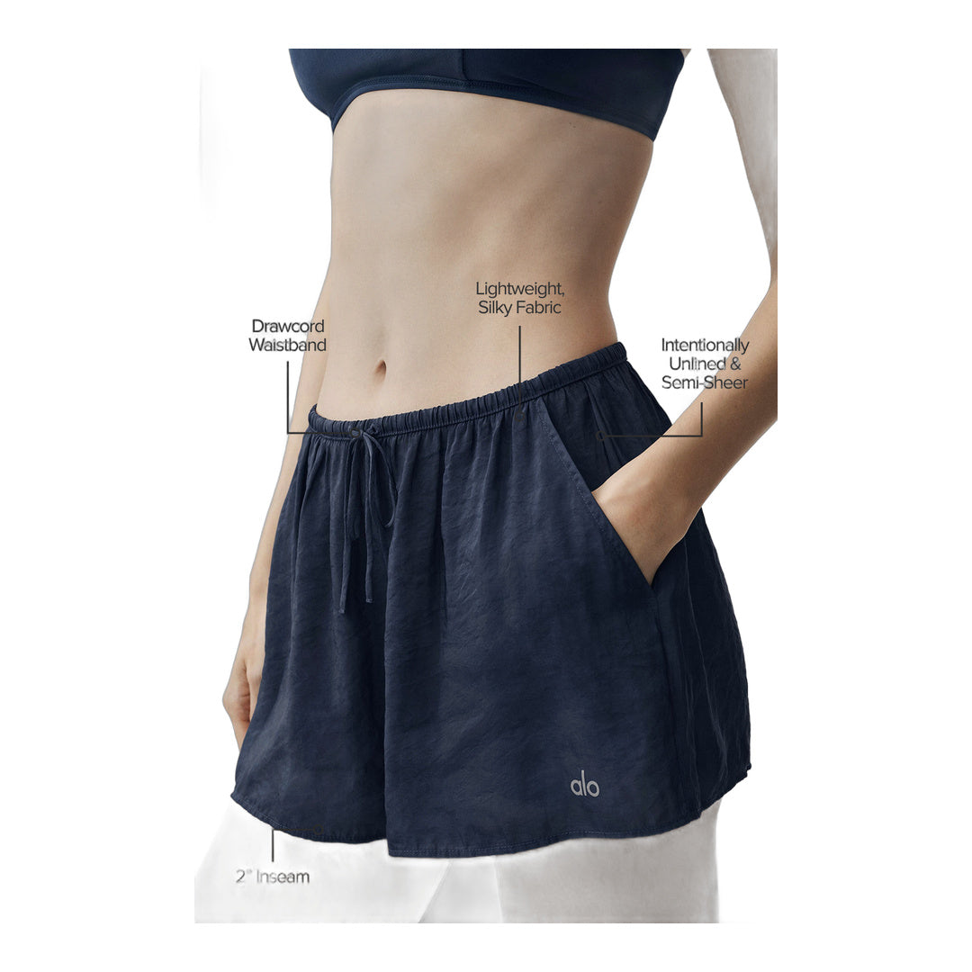 alo Semi-Sheer Golden Hour Mid-Rise Short - Navy