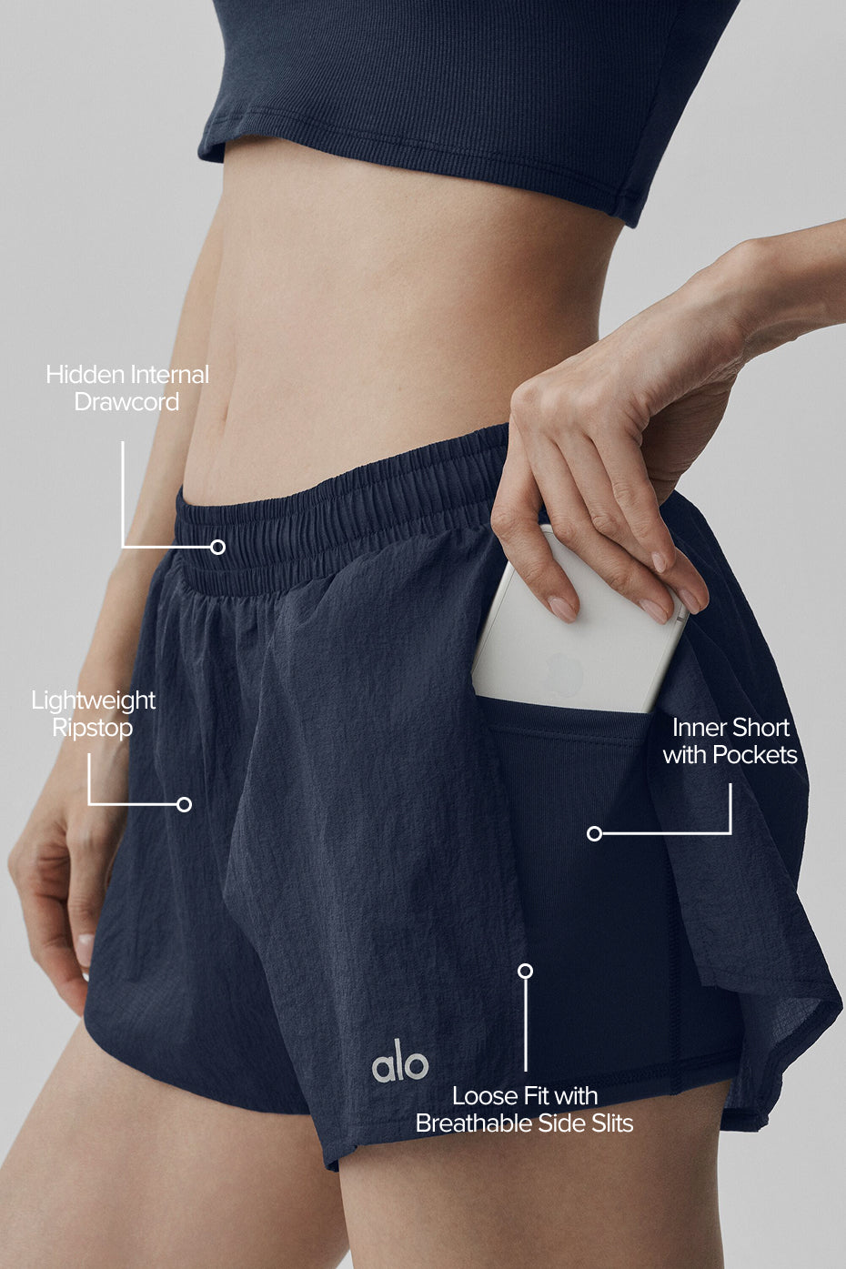 alo Mid-Rise Go Time Short - Navy