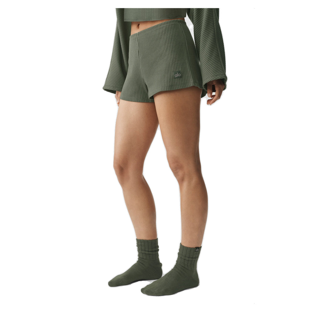 ALO Ribbed Reset Short - Bamboo Green