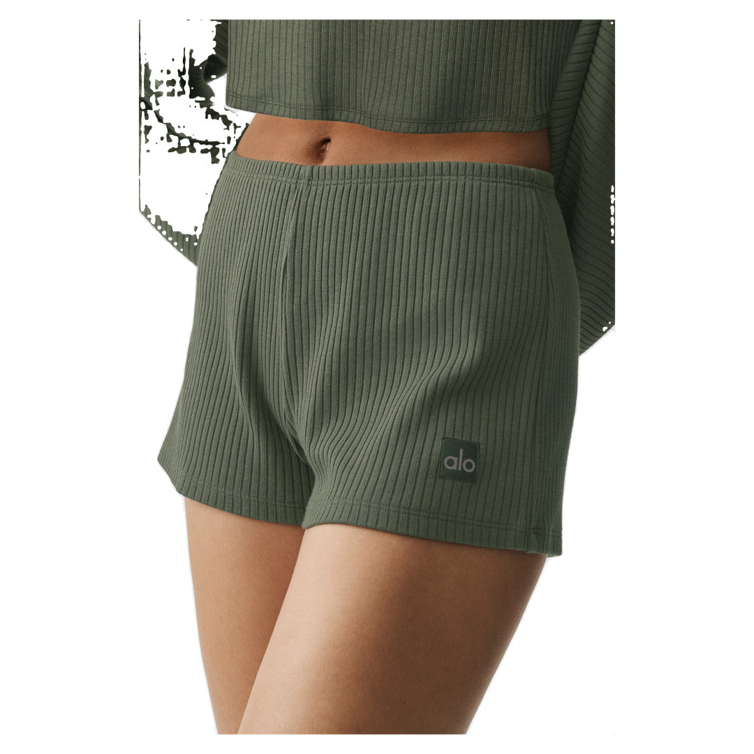 ALO Ribbed Reset Short - Bamboo Green