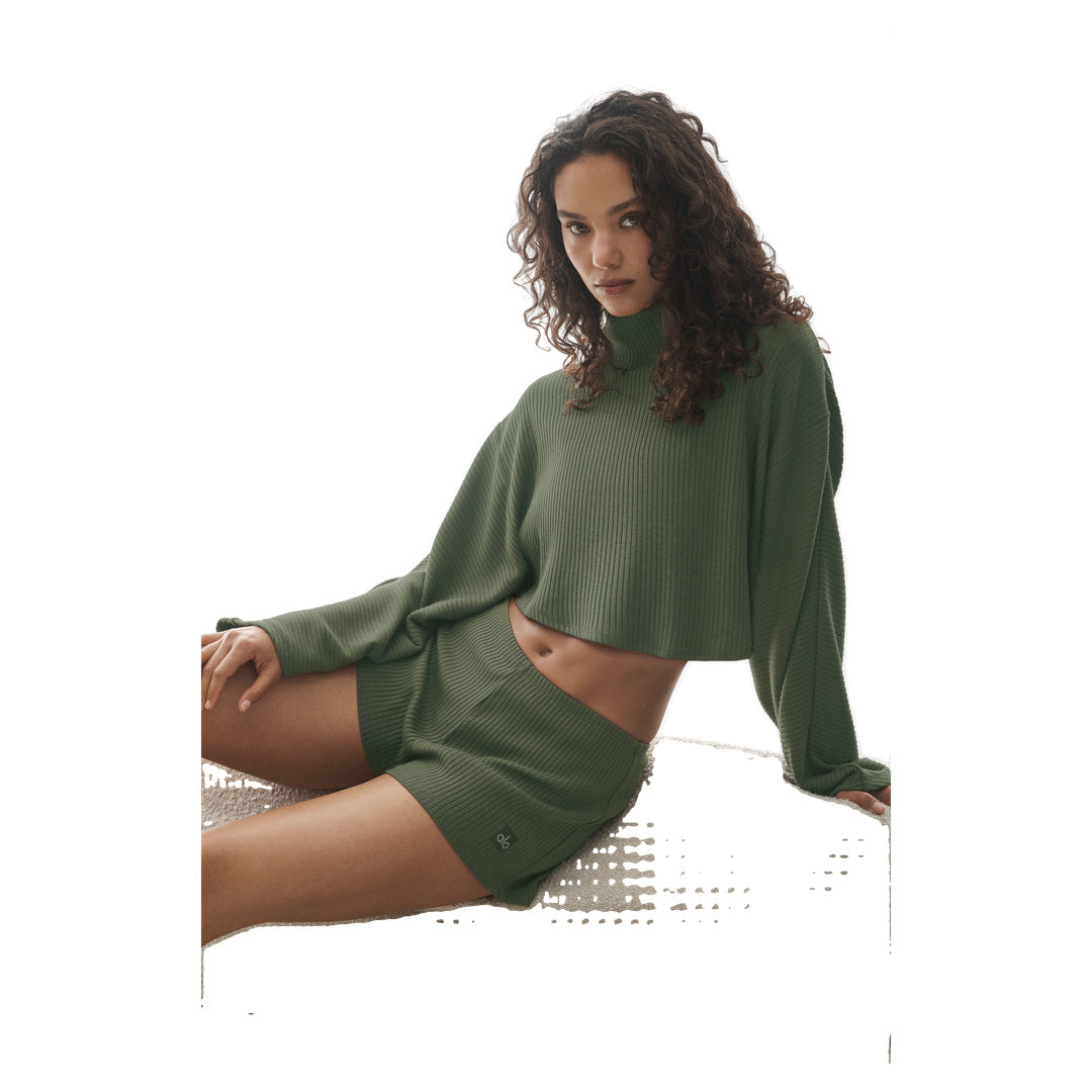 ALO Ribbed Reset Short - Bamboo Green