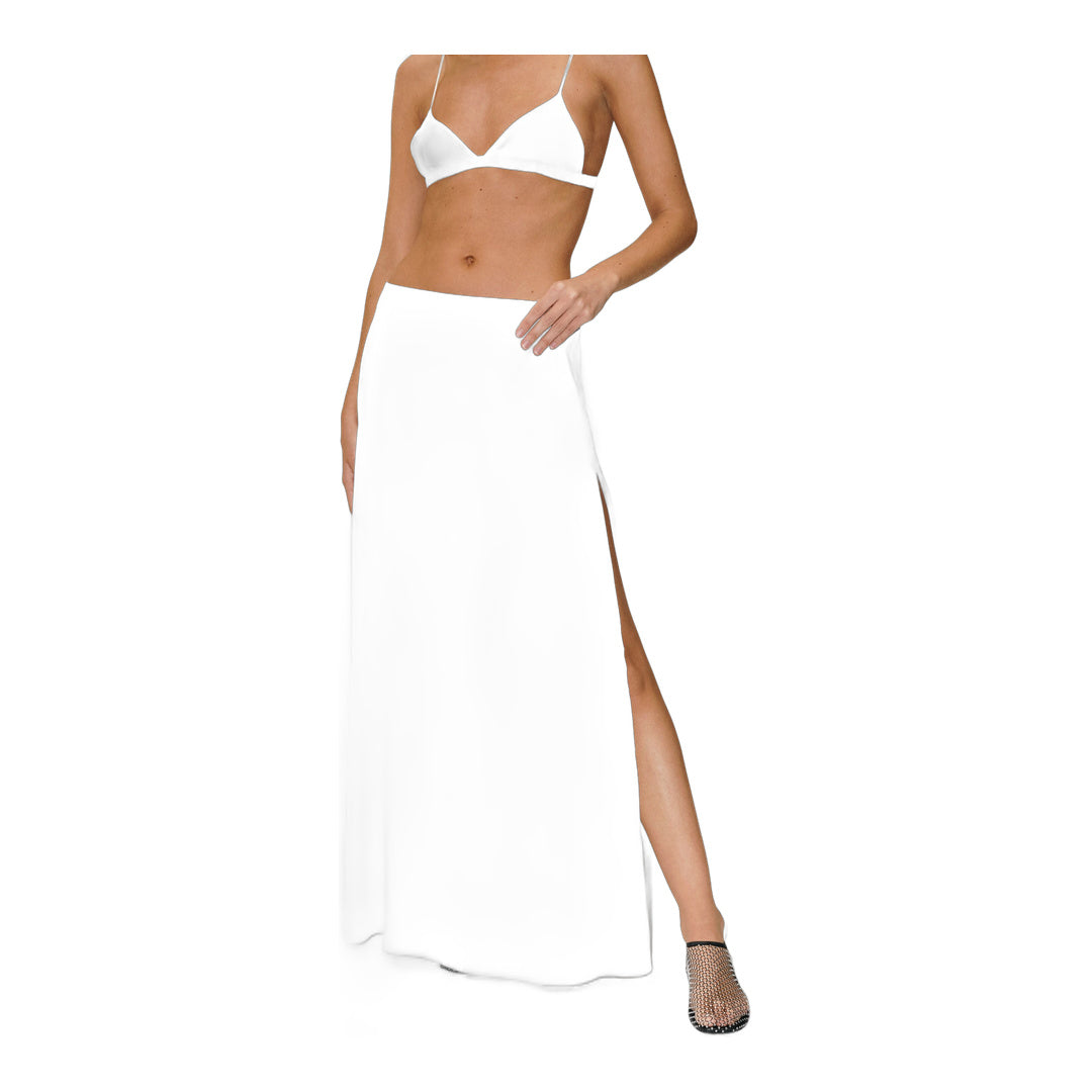 alo Silk Blend Low-Rise Radiance Long Skirt - White