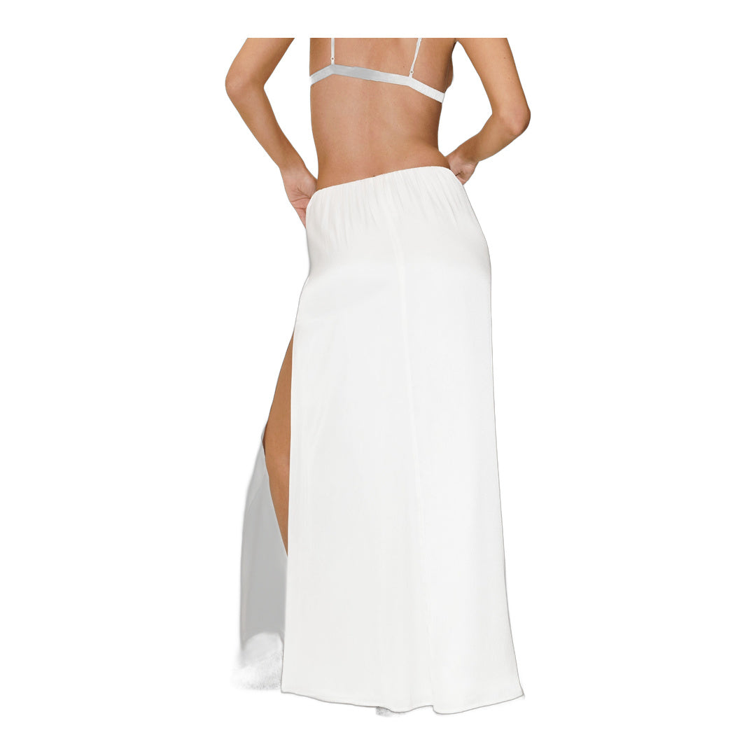 alo Silk Blend Low-Rise Radiance Long Skirt - White