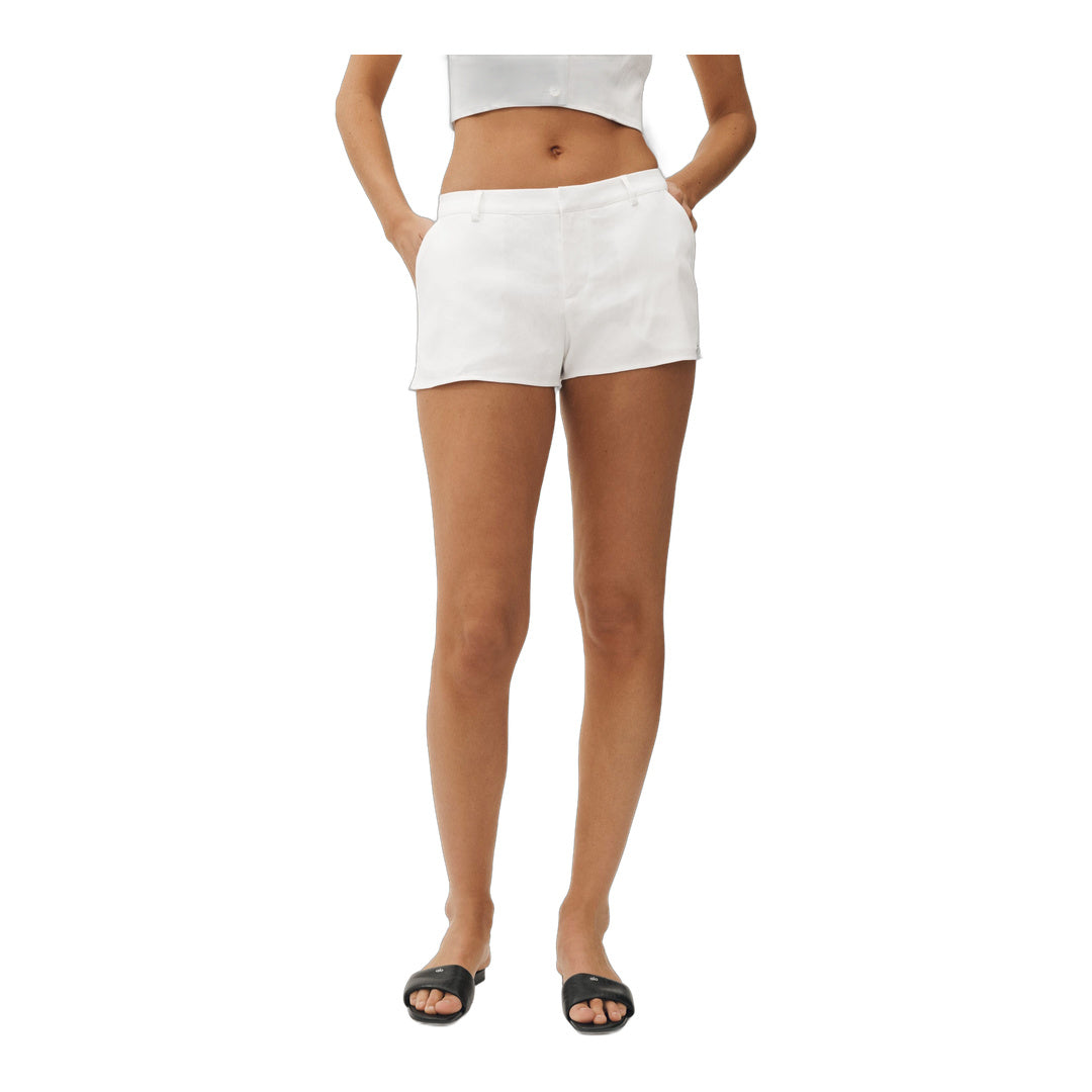 alo Linen Blend Low-Rise Riviera Trouser Short - White