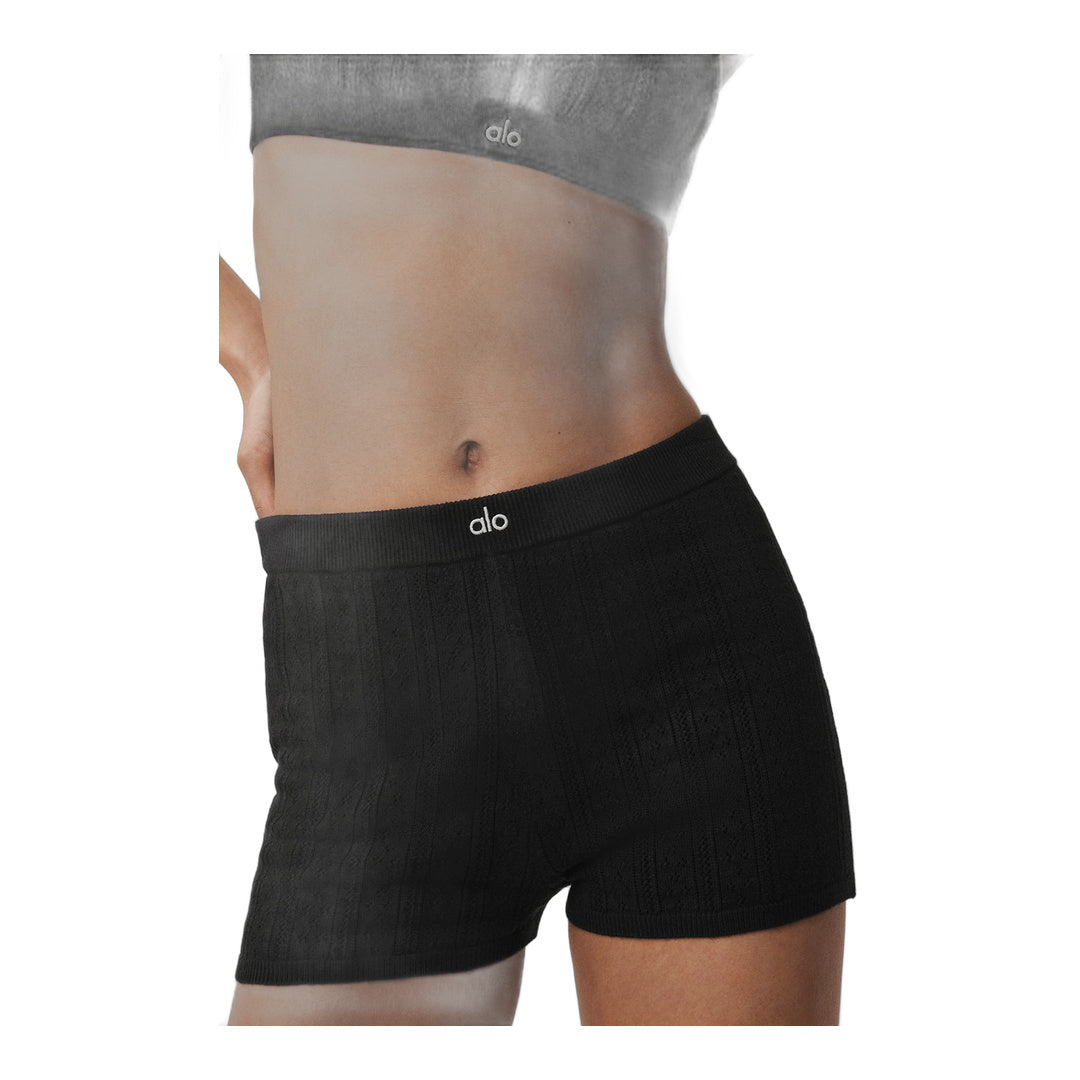 alo Pointelle Sweater Be Mine Hot Short - Black