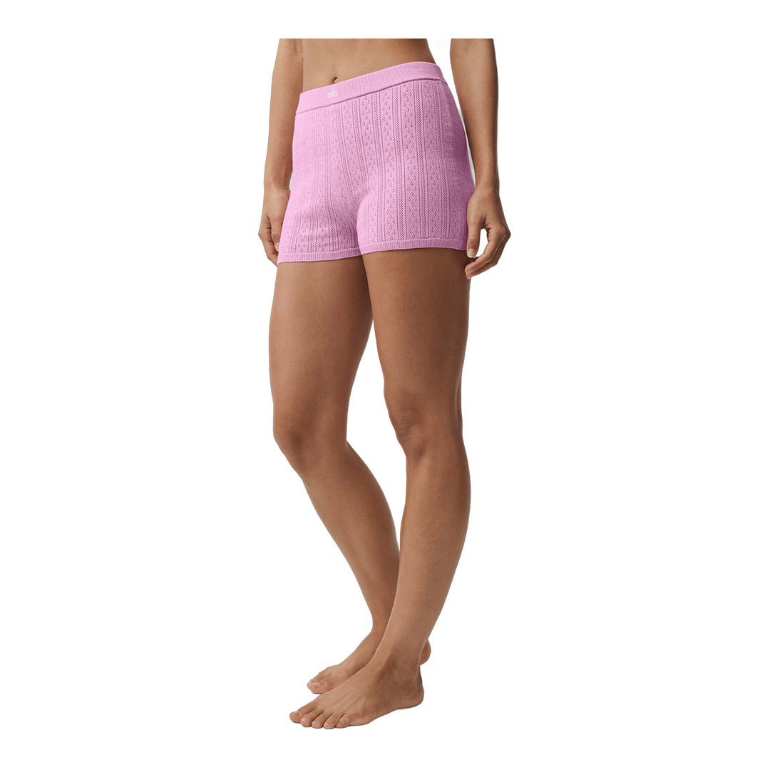 alo Pointelle Sweater Be Mine Hot Short - Candy Heart Pink