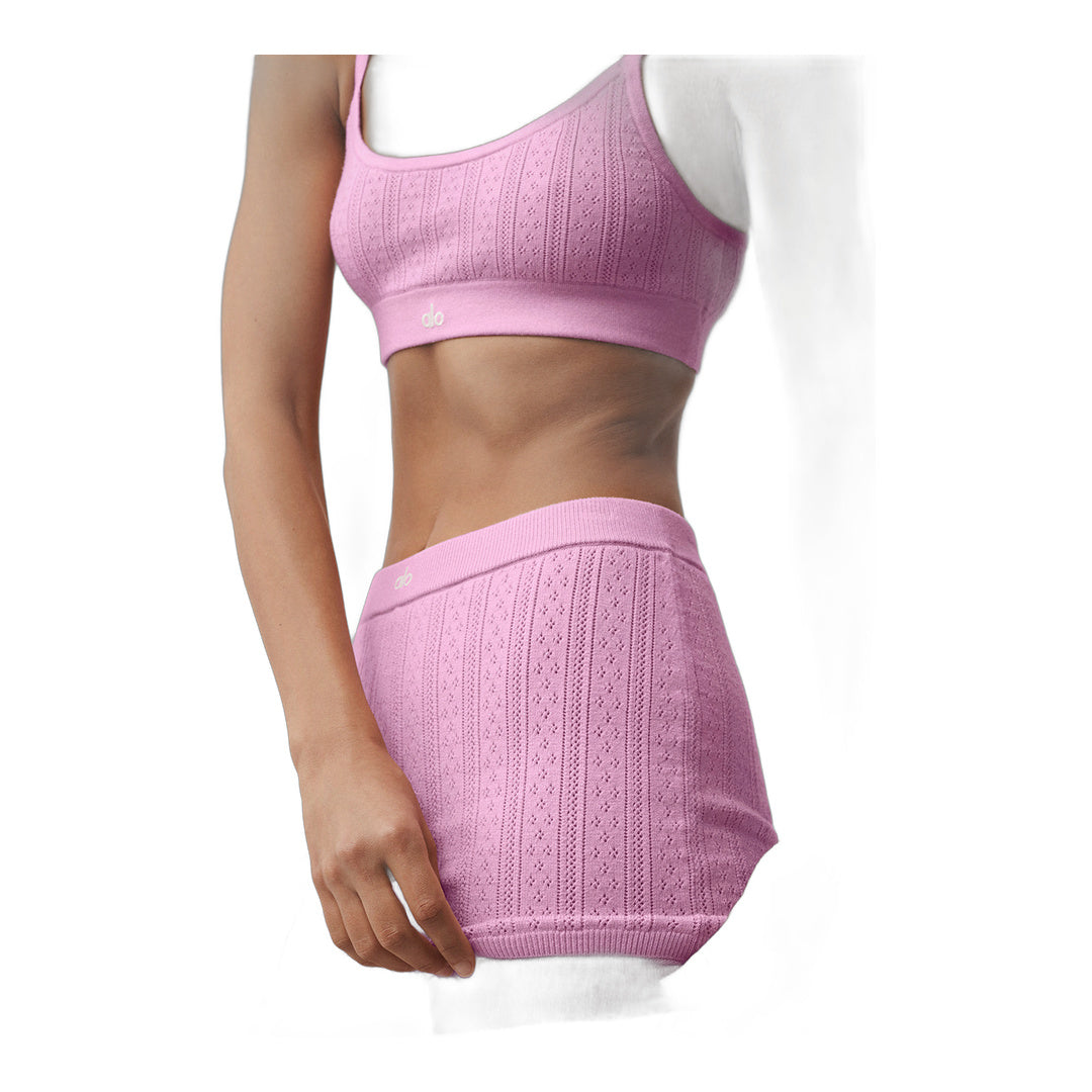 alo Pointelle Sweater Be Mine Hot Short - Candy Heart Pink
