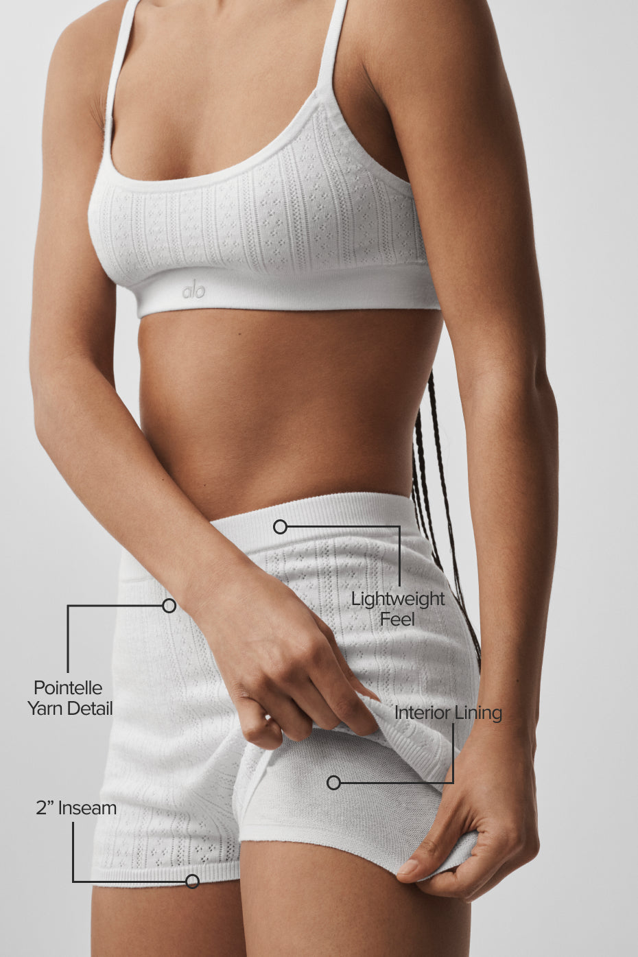 alo Pointelle Sweater Be Mine Hot Short - Semi Sheer White