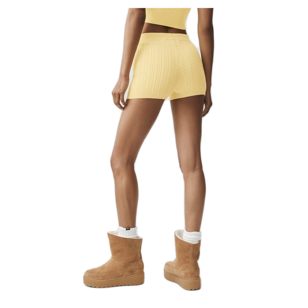 ALO Mini Cable High-Waist Sweater Short - Warm Butter
