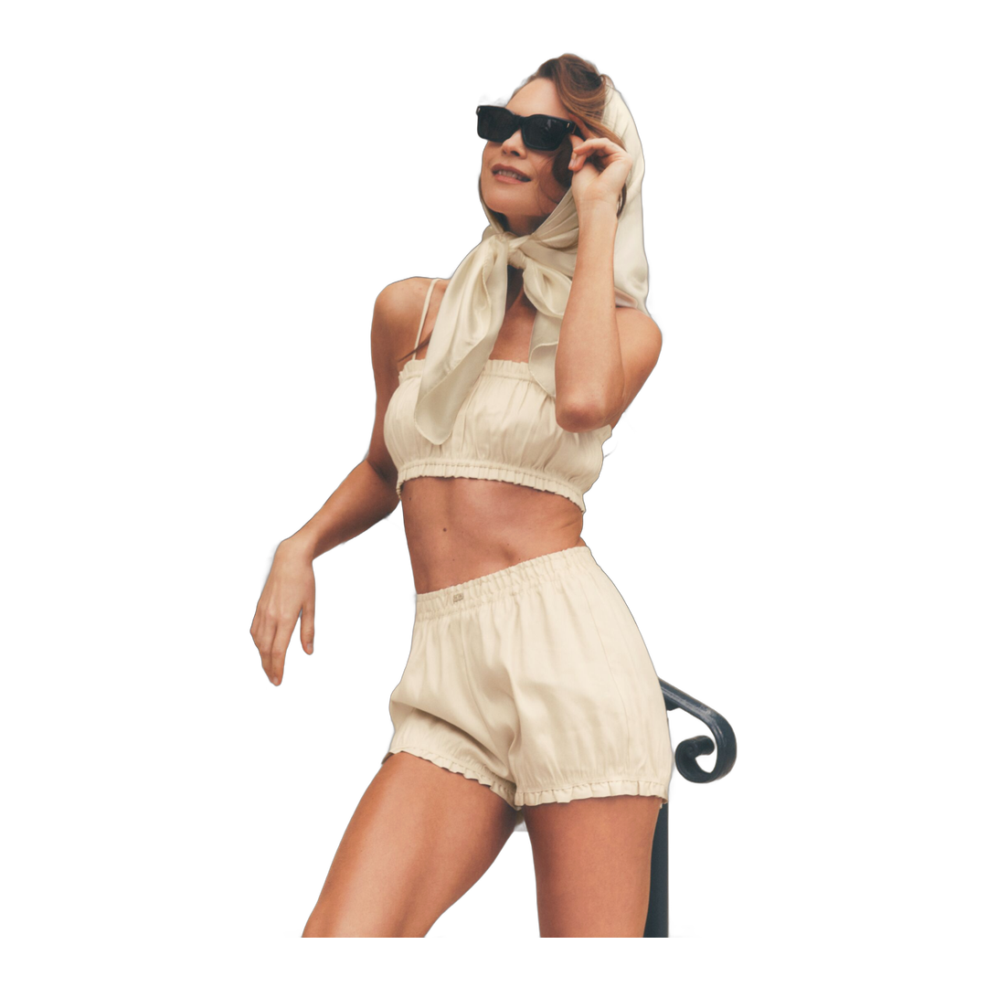 alo Linen Blend Riviera Bloomer Short - Sandy Beige