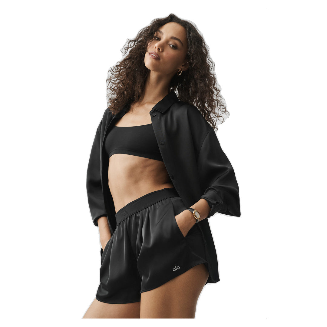ALO Satin High-Waist Smooth Talker Short - Black
