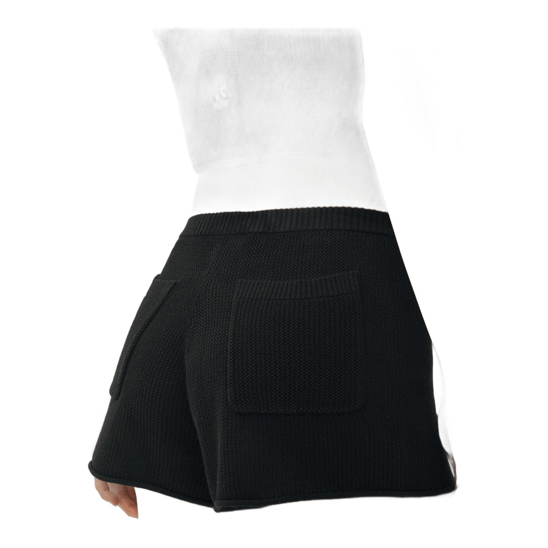 alo Silk Cashmere Mid-Rise Heatwave Short - Black