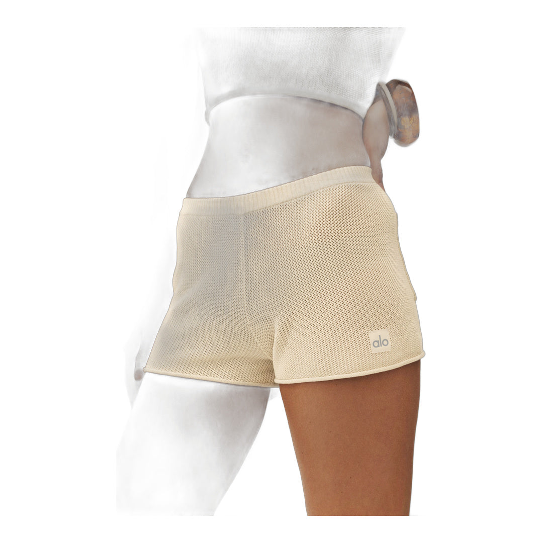 alo Silk Cashmere Mid-Rise Heatwave Short - Sandy Beige