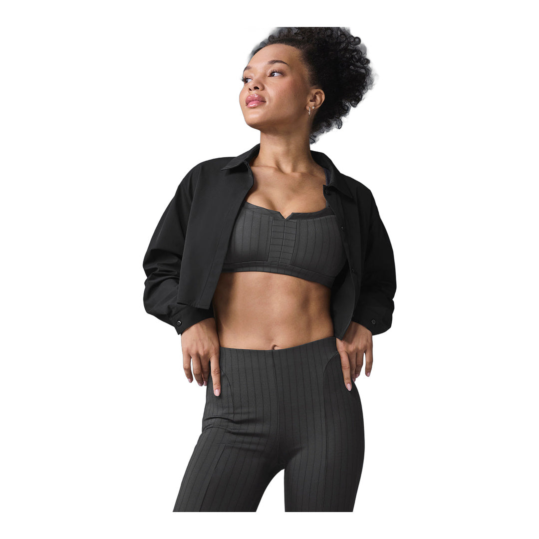 alo Cropped Take Me Out Button Up - Black