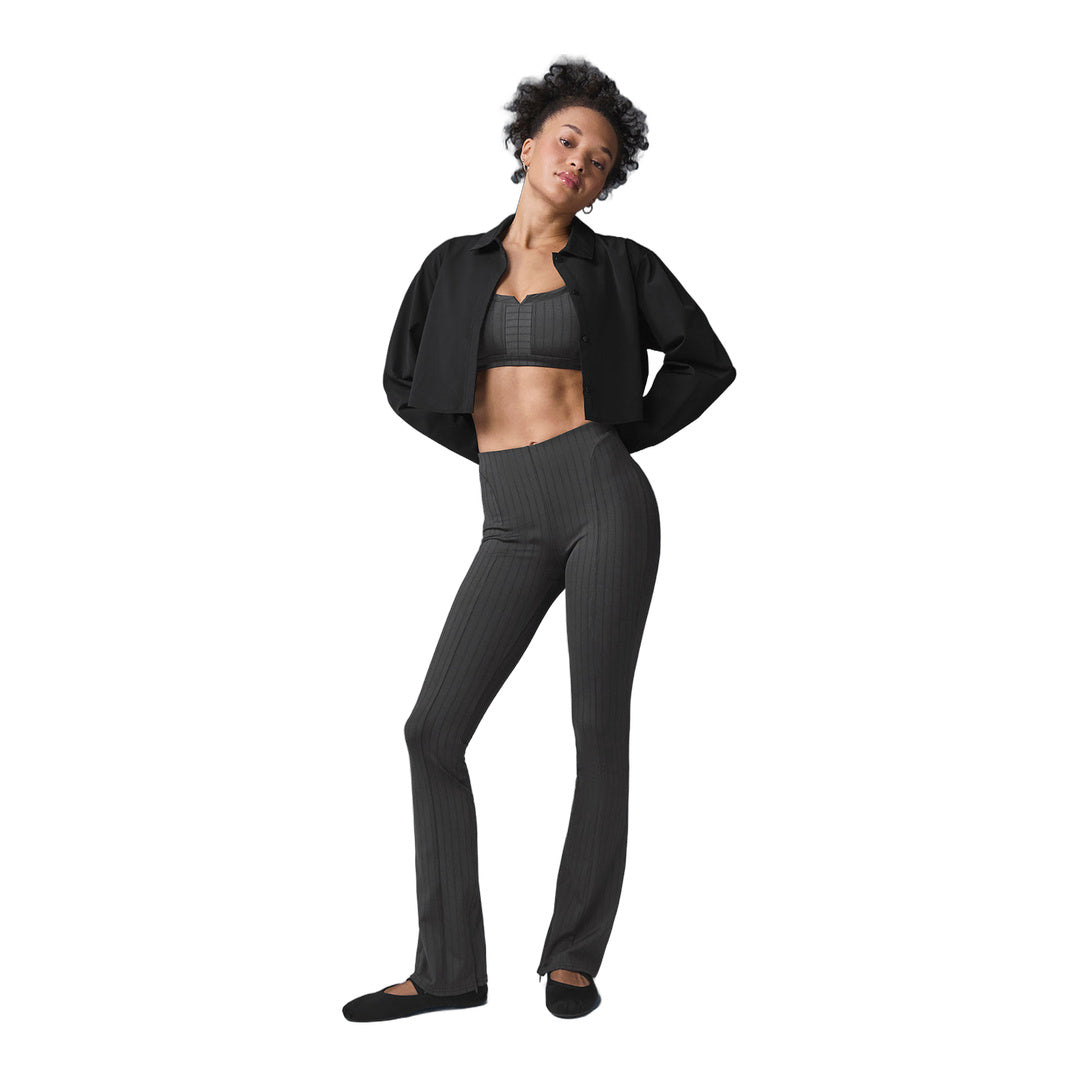 alo Cropped Take Me Out Button Up - Black