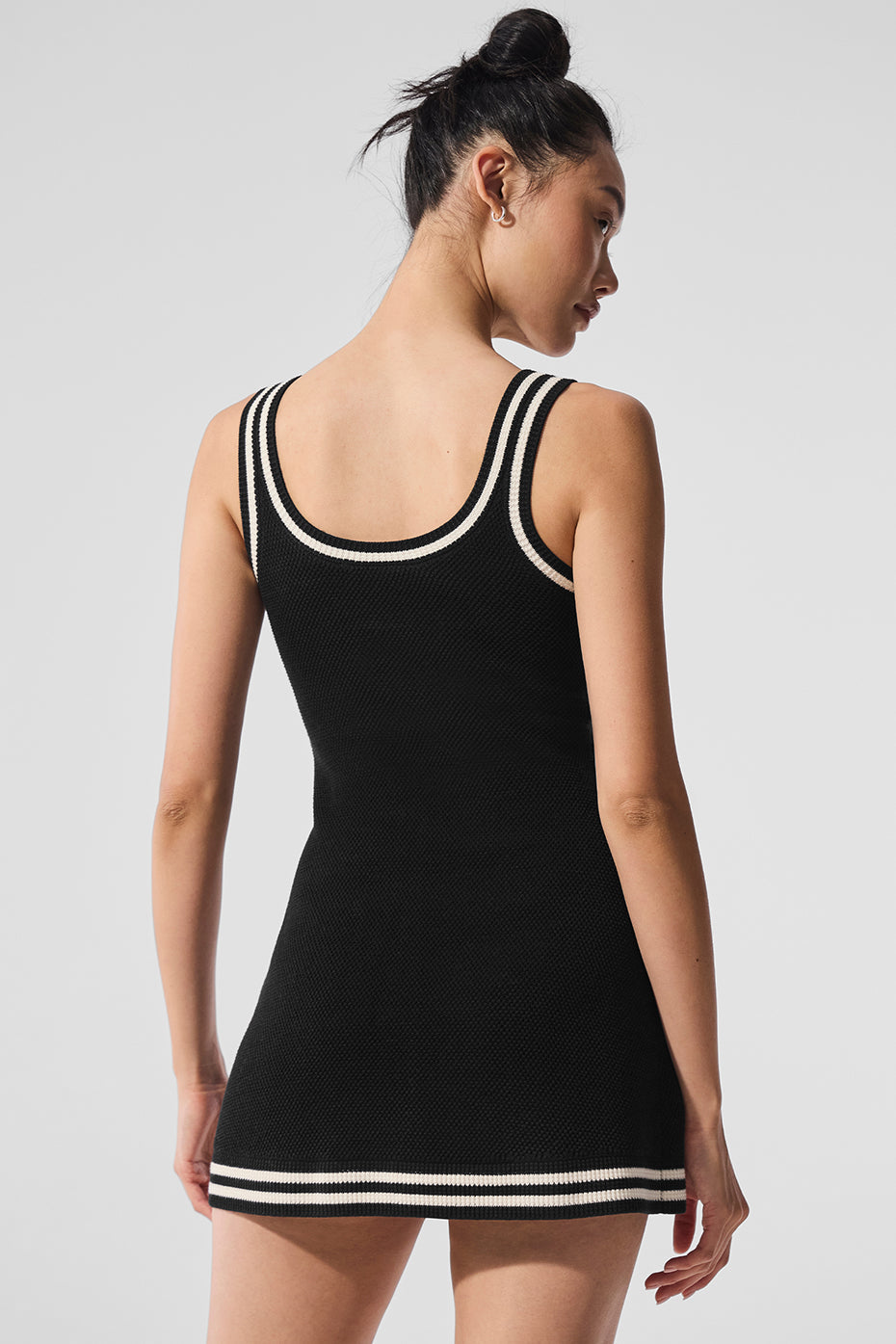 alo Tennis Club Sweater Knit Dress - Black/Ivory