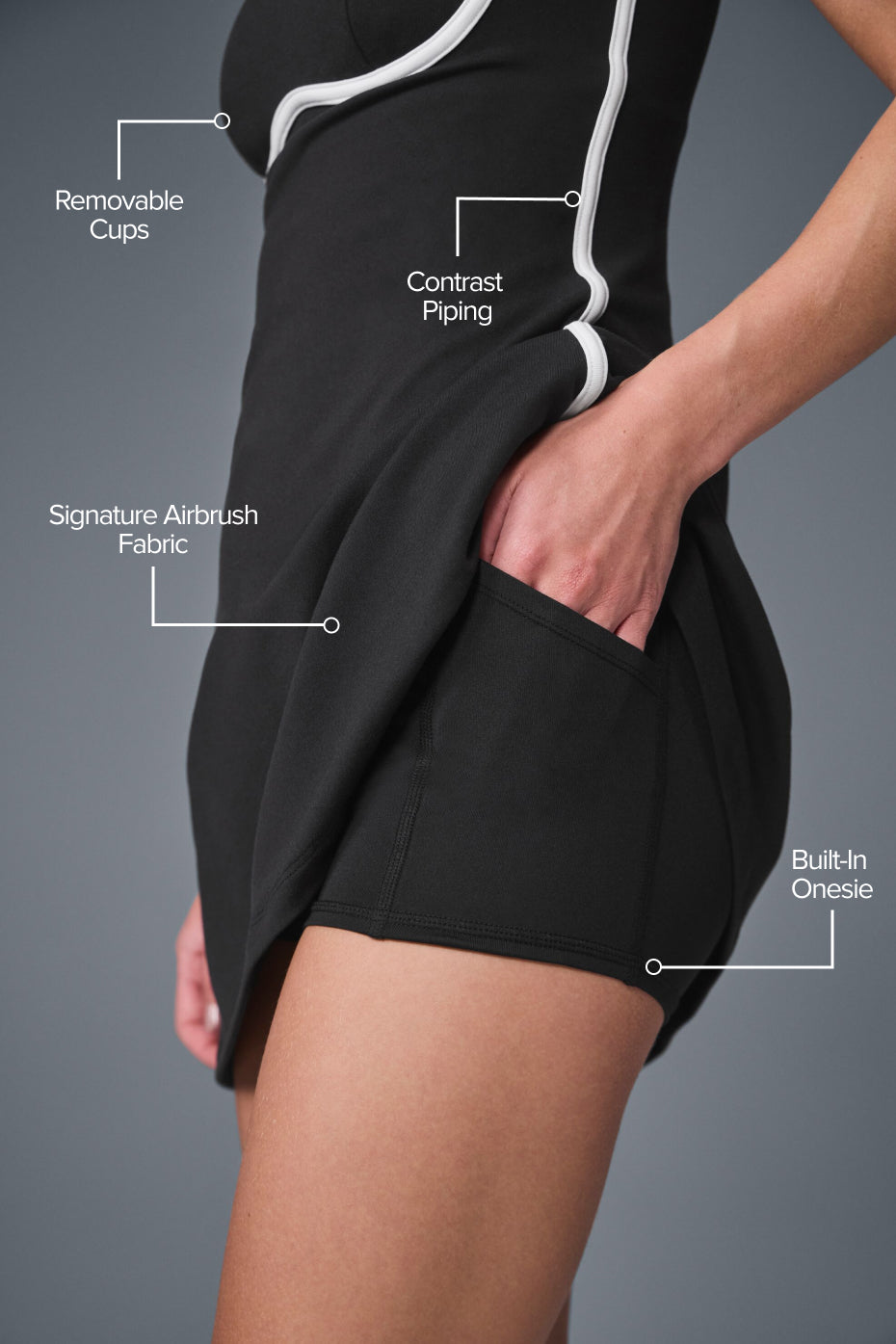 alo Airbrush Streamlined Dress - Black/White