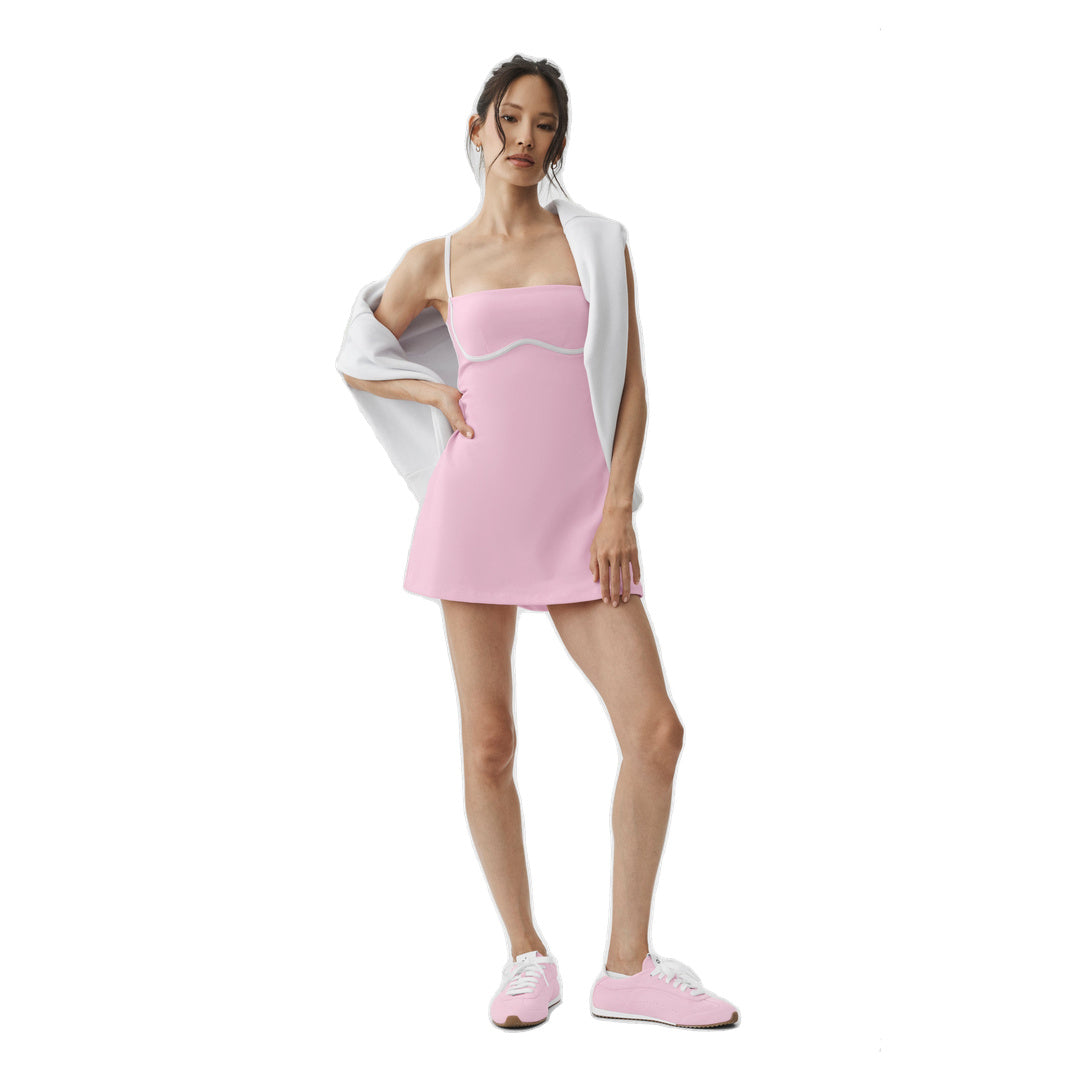 ALO Airbrush Streamlined Dress - Pink Marshmallow/White