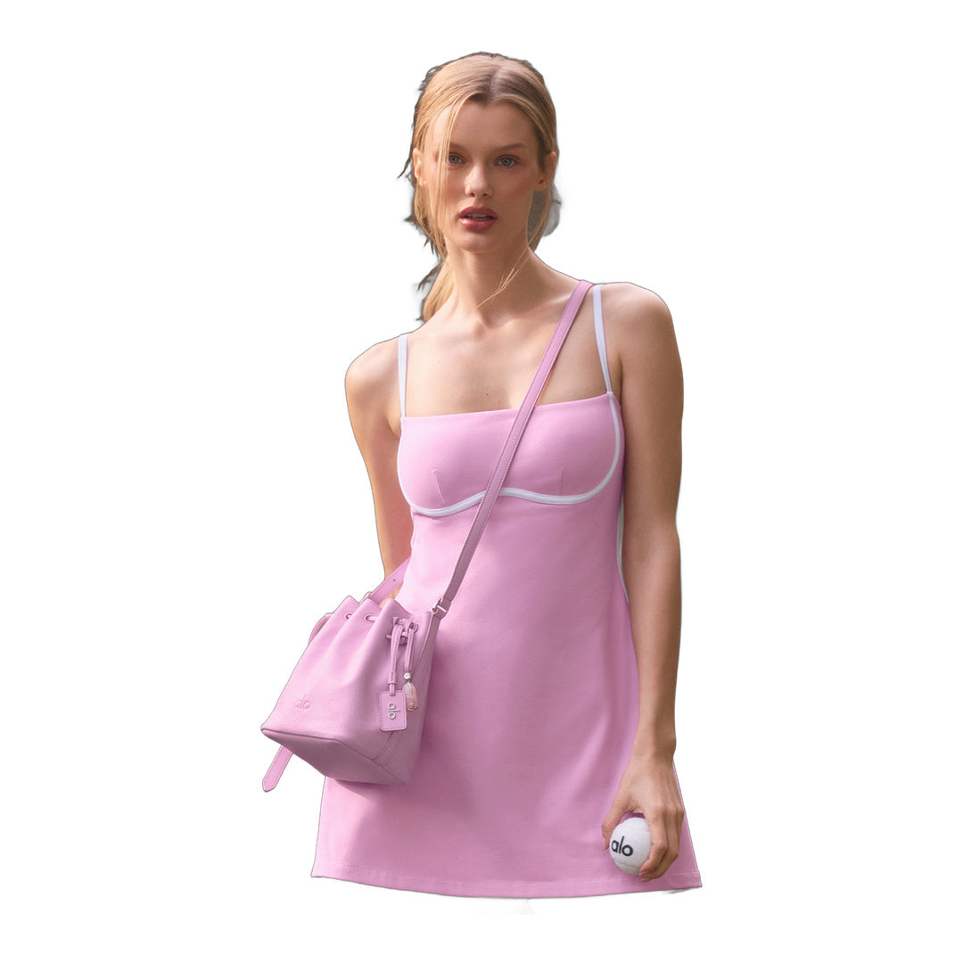 alo Airbrush Streamlined Dress - Candy Heart Pink/White