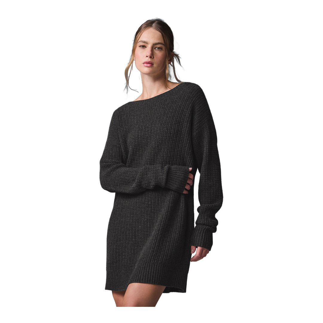 alo Cashmere Plush Waffle Dress - Dark Heather Grey