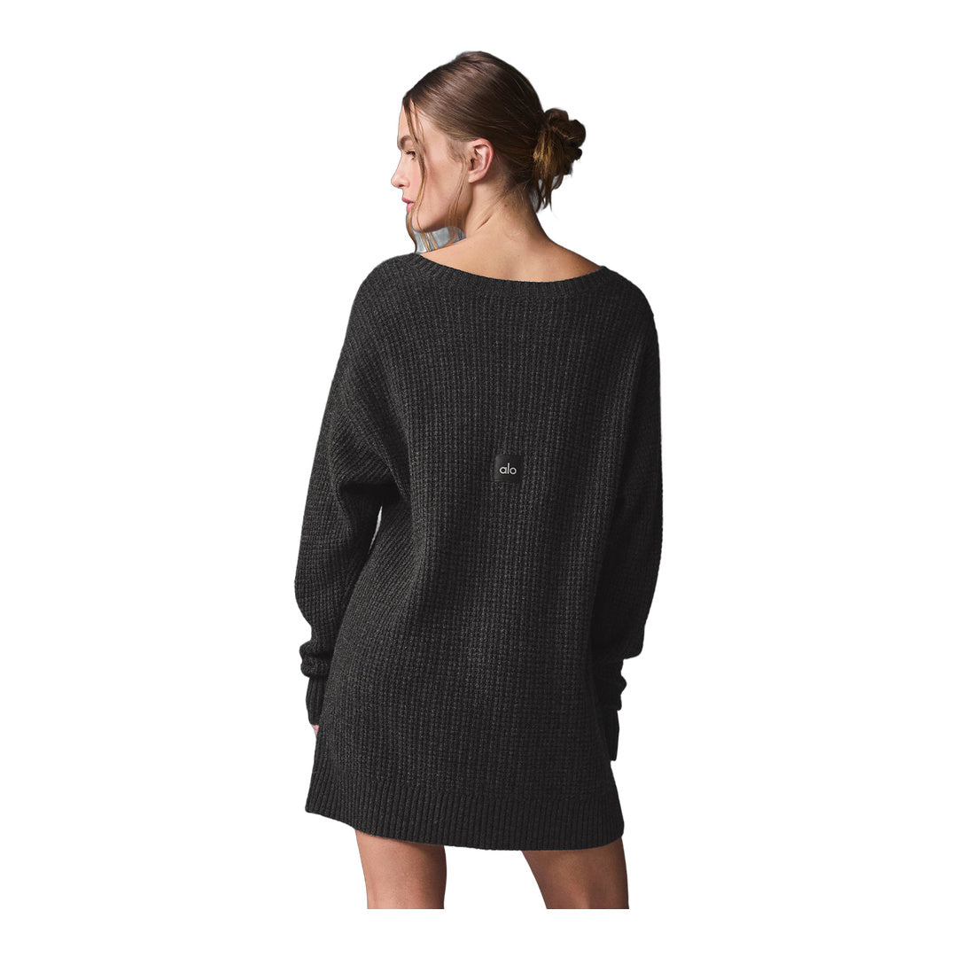alo Cashmere Plush Waffle Dress - Dark Heather Grey