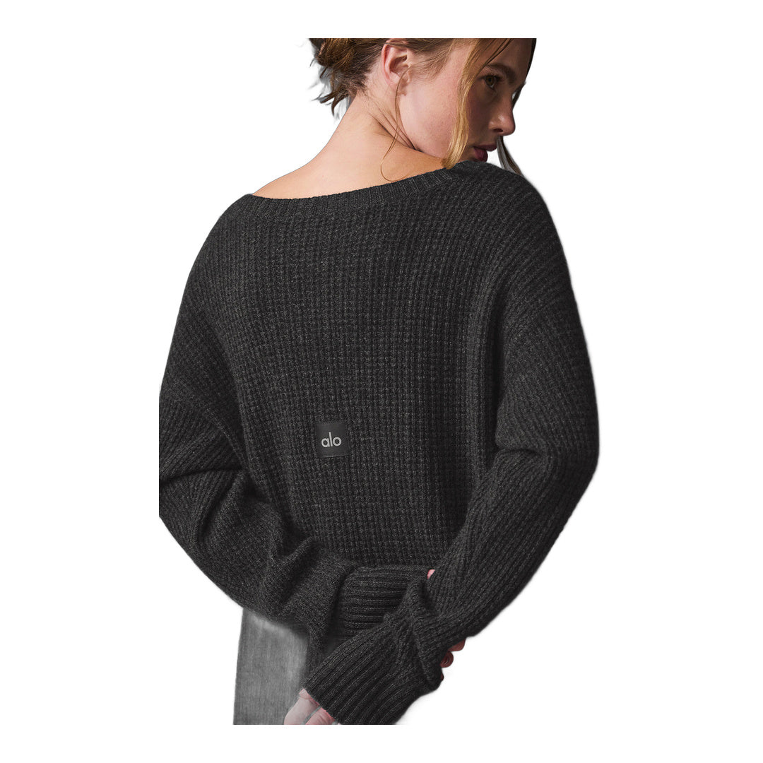 alo Cashmere Plush Waffle Dress - Dark Heather Grey