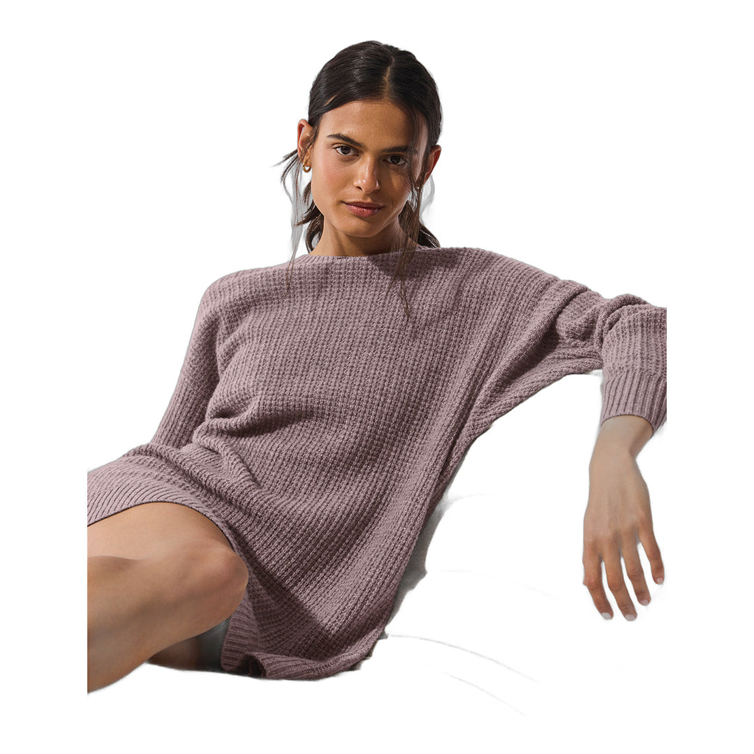 alo Cashmere Plush Waffle Dress - Mushroom Heather
