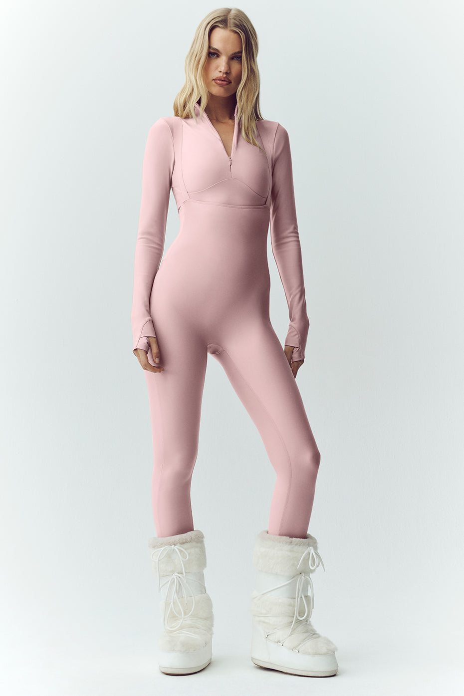 alo Airlift Winter Warm Ski Time Bib - Pink Champagne
