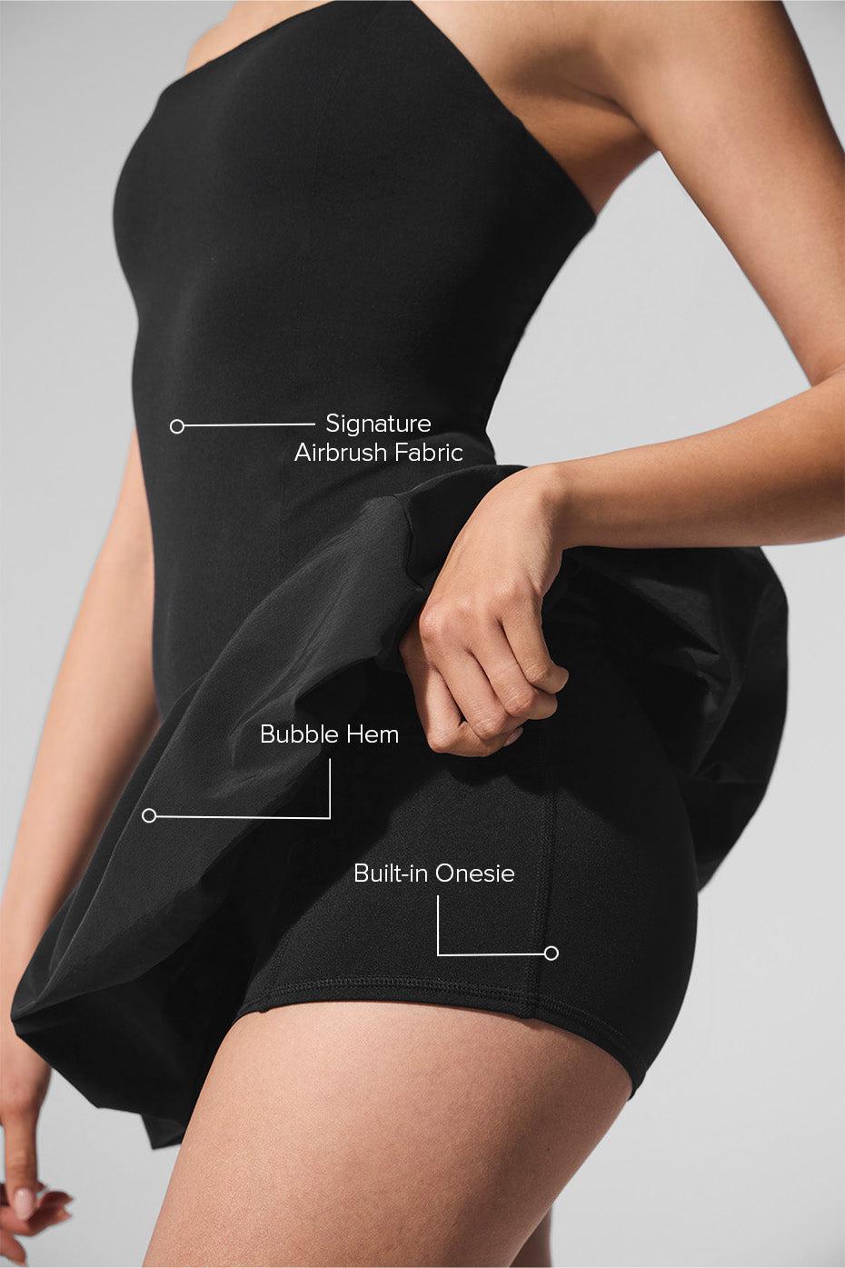 alo Airbrush Love Match Tennis Dress - Black