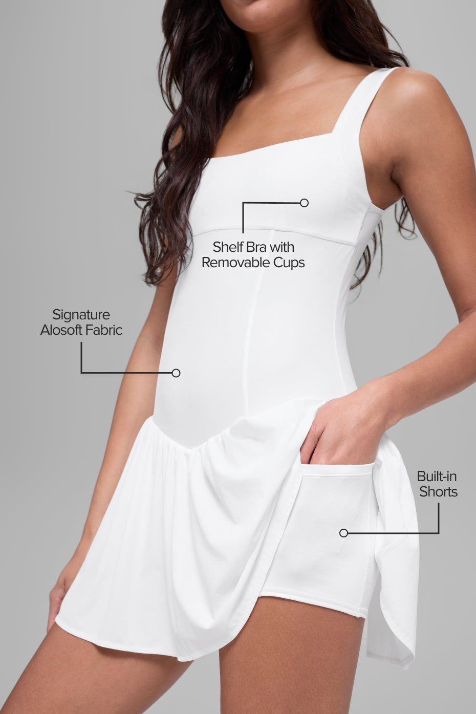alo Alosoft Break Point Tennis Dress - White