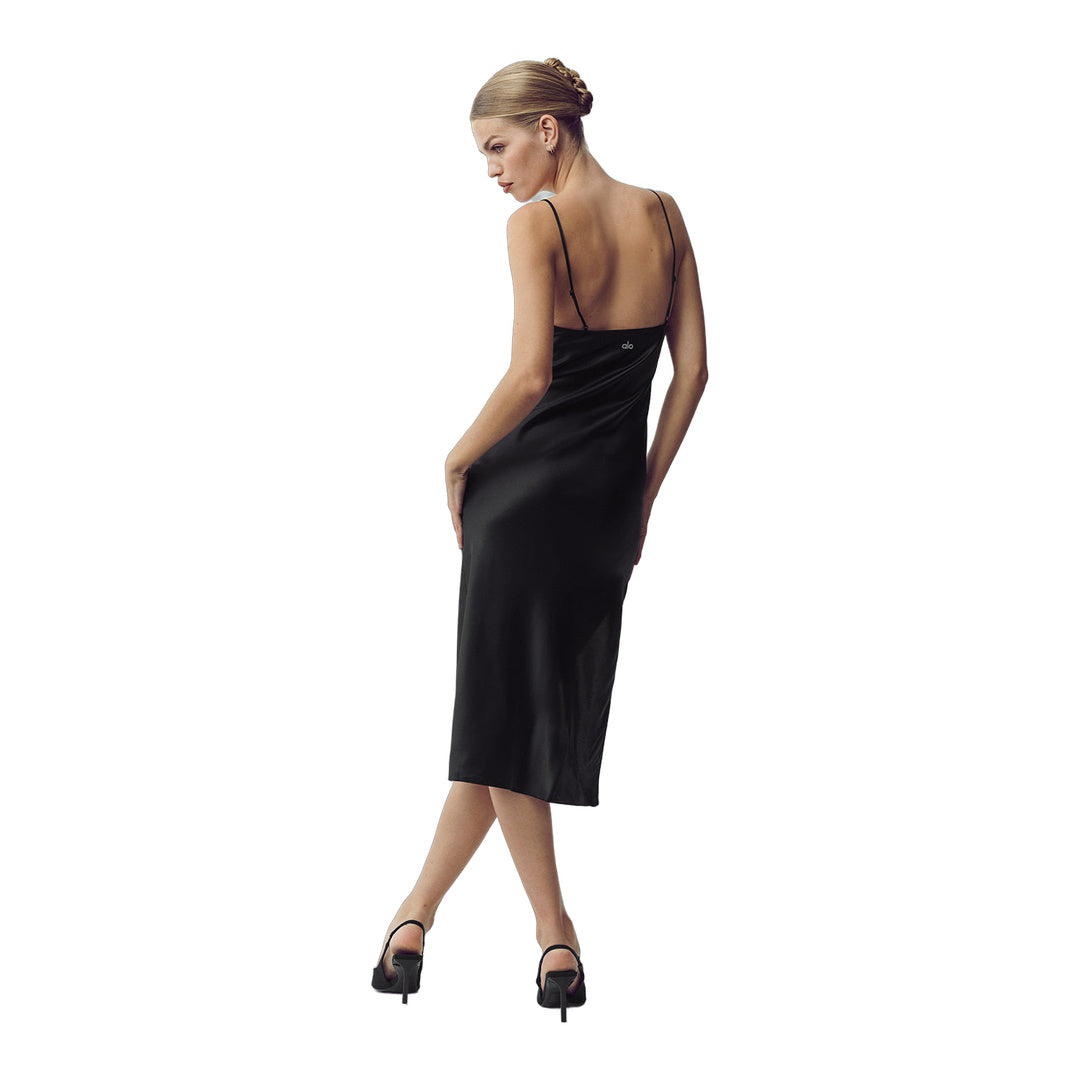 alo Silk Luminous Slip Dress - Black